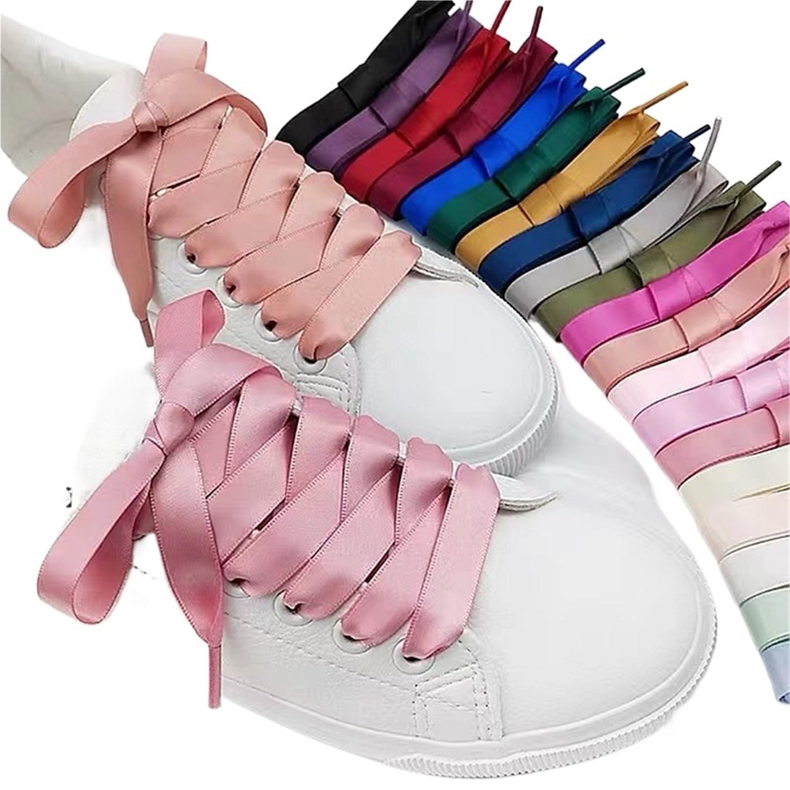 5 pares de cordones seda for zapatos, cinta satén, planos for zapatillas mujer, for botas Para Zapatos Casuales