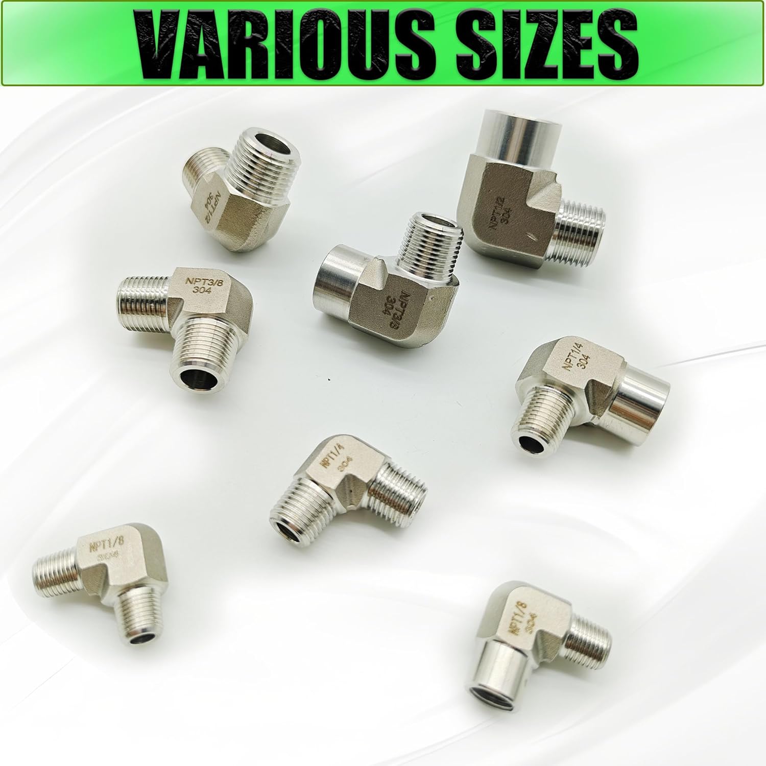 1/4" NPT Female x 1/4" NPT Male 90 Degree Street Elbow Pipe Fitting, 304 Stainless Steel Forged Barstock Street Elbow Adapter, Heavy Duty 5800PSI Pipe Fitting Connector (male x female,1/4")