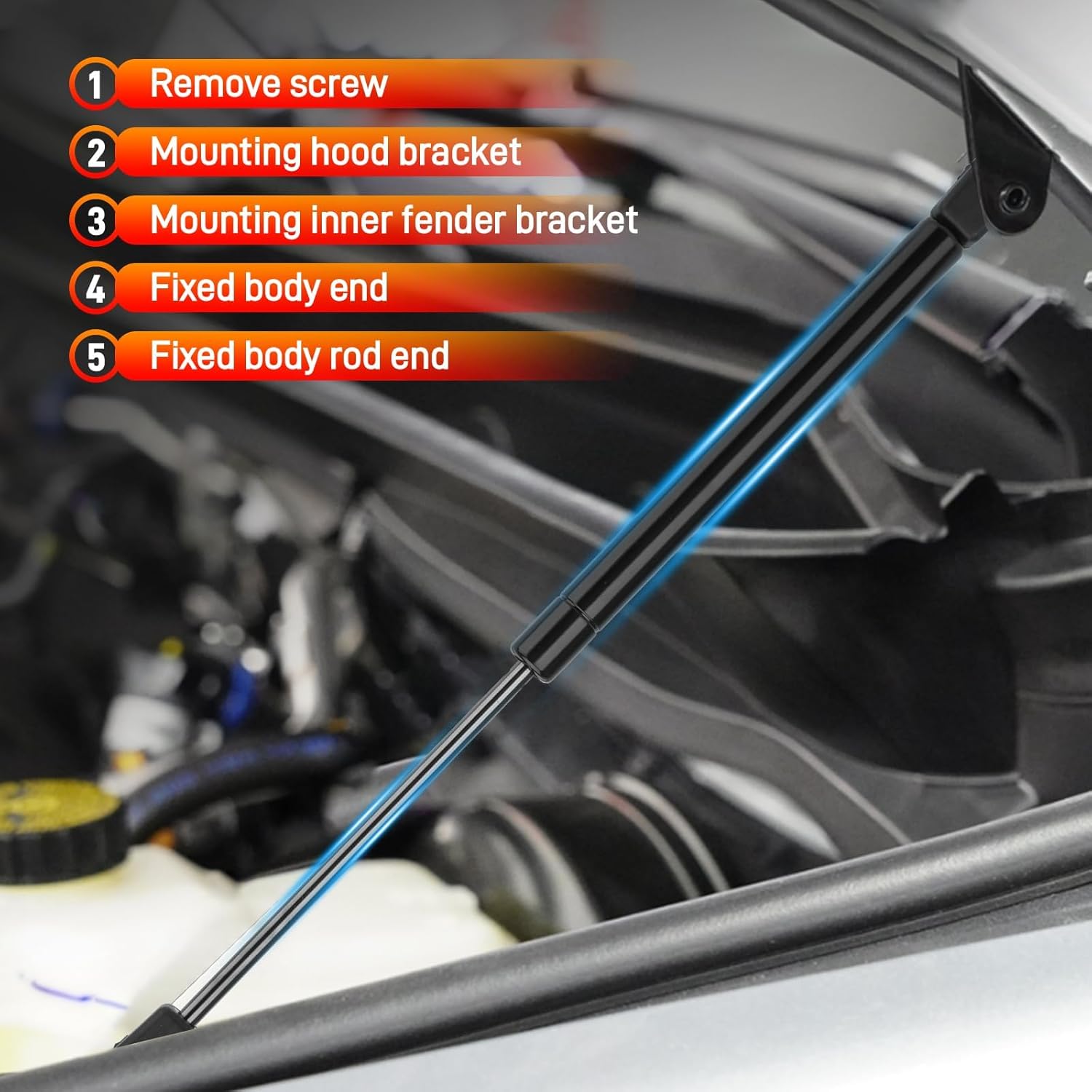 Hood Struts Compatible with Toyota Tacoma 2024 2025+ and 4Runner 2025+, Quick Hood Lift Plus System, Hood Lift Support No Drilling Required 21-27022-02