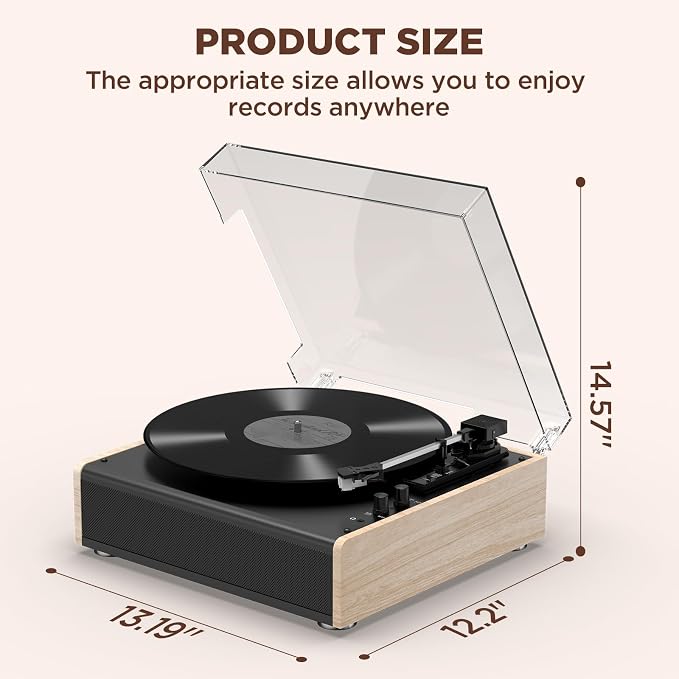 Tocadiscos Bluetooth Vintage con Parlantes y 3 Velocidades miniatura 7