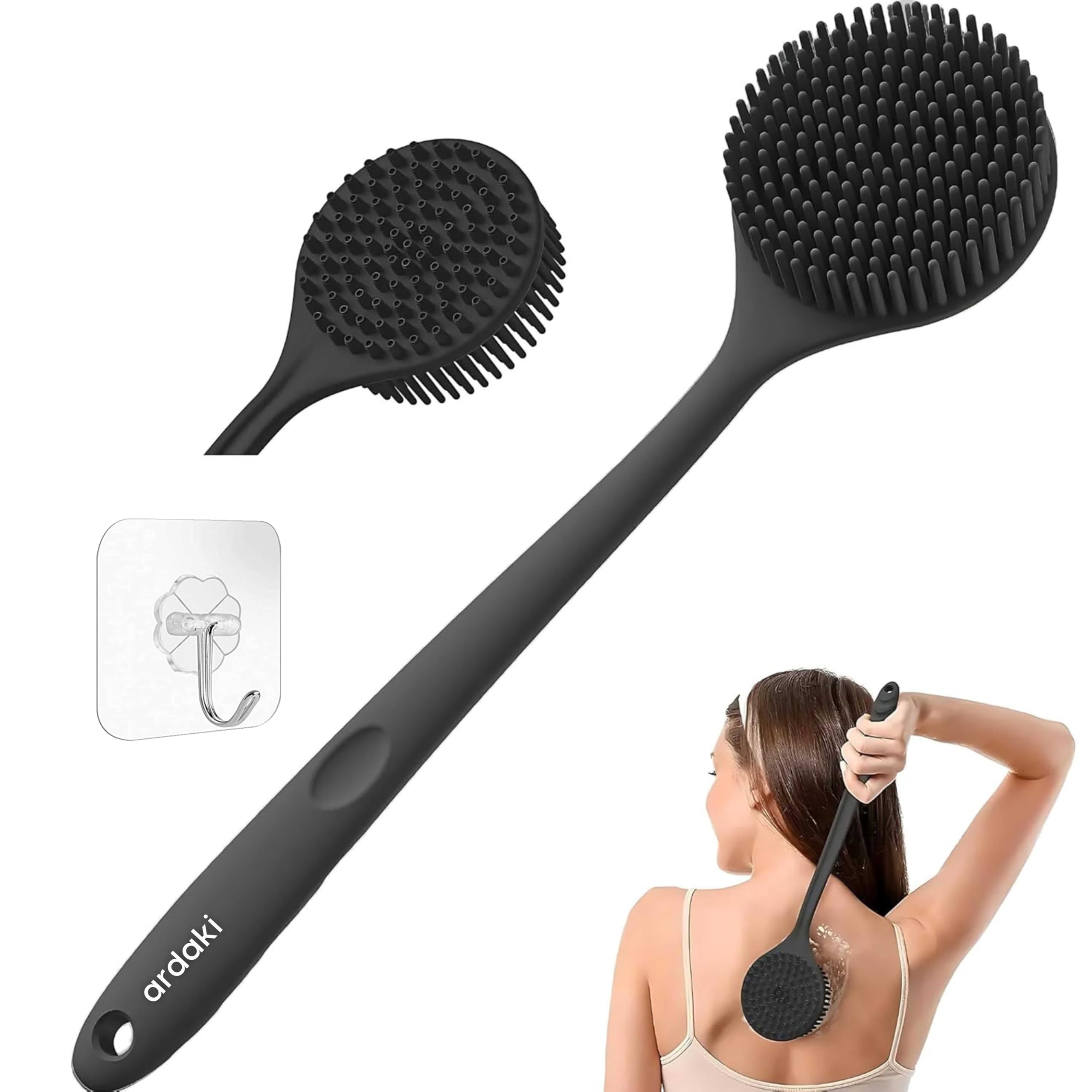 ARDAKI Silicone Body Scrubber for Bathing Back Body Scrubber for Nourishing Cleaning & Exfoliating Skin Lather Boosting Dual Side Bristles with Ergonomic No-Slip Handle, Body Exfoliator for Men Women