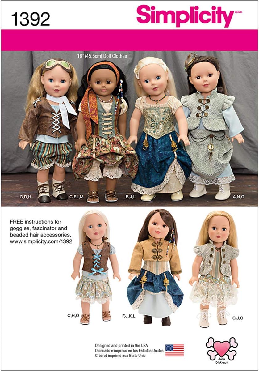Simplicity Creative Patterns 1392 Steampunk Costume for 18-Inch Doll