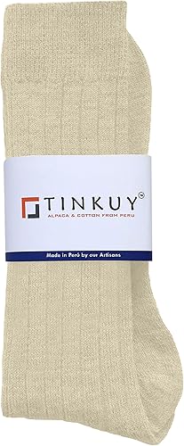 Miniatura 6 de TINKUY PERU Calcetines acanalados, calcetines de vestir inteligentes de lana de alpaca de longitud media para hombre, talla única