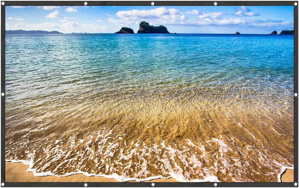 100 inch Projection Screen 16:9 HD Foldable Anti-Crease Portable Projector Movies Screen for Home Theater Outdoor Indoor Support Double Sided Projection, 2lbs Only