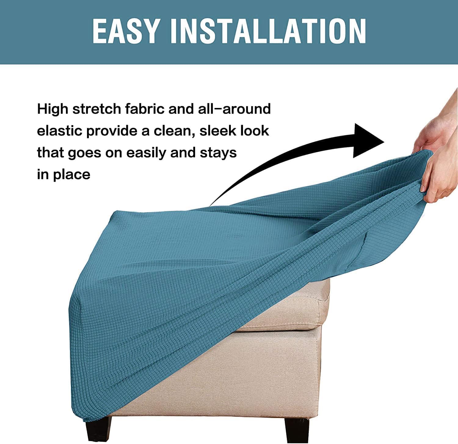 Wcxixo 2 Pieces Ottoman Slipcover Square Cube Small Ottoman Cover Stretch Storage Ottoman Cover 17x17/19x19inches Footrest Foot Stool Cover Furniture Protector