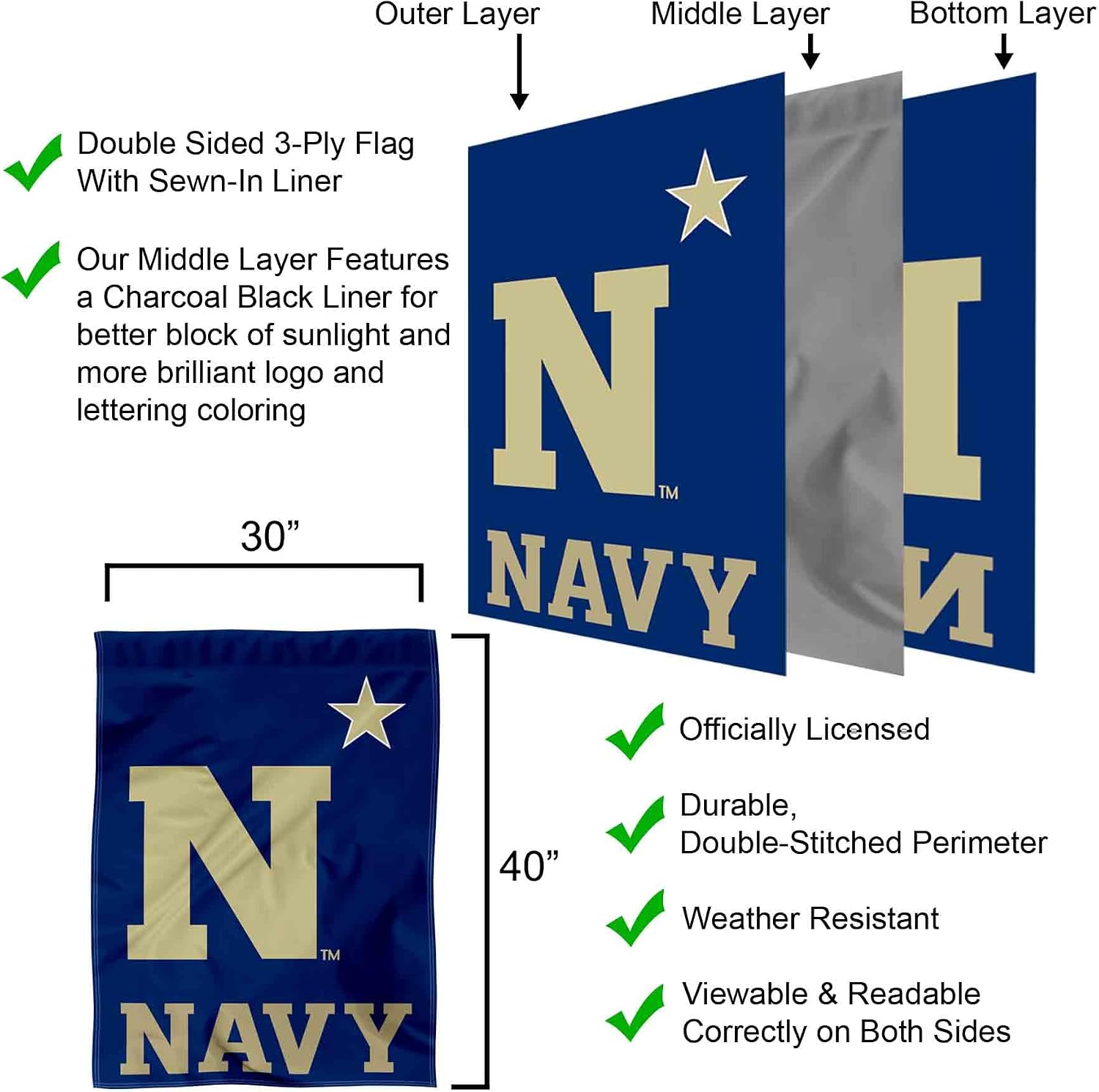 US Navy Midshipmen N Star Double Sided House Flag