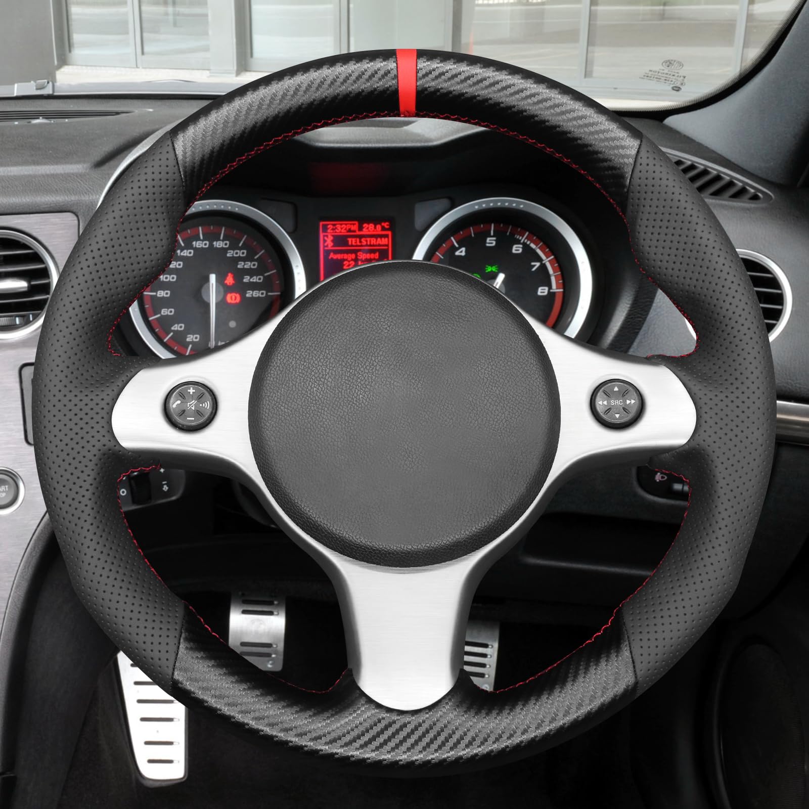 MEWANT Niestandardowa osłona kierownicy do szycia Alfa Romeo | Ręcznie szyta kierownica samochodowa/Alfa Romeo 159 TI Brera 2006-2011 Akcesoria/Alfa Oddychająca Do Ogrzewanych Kierownic