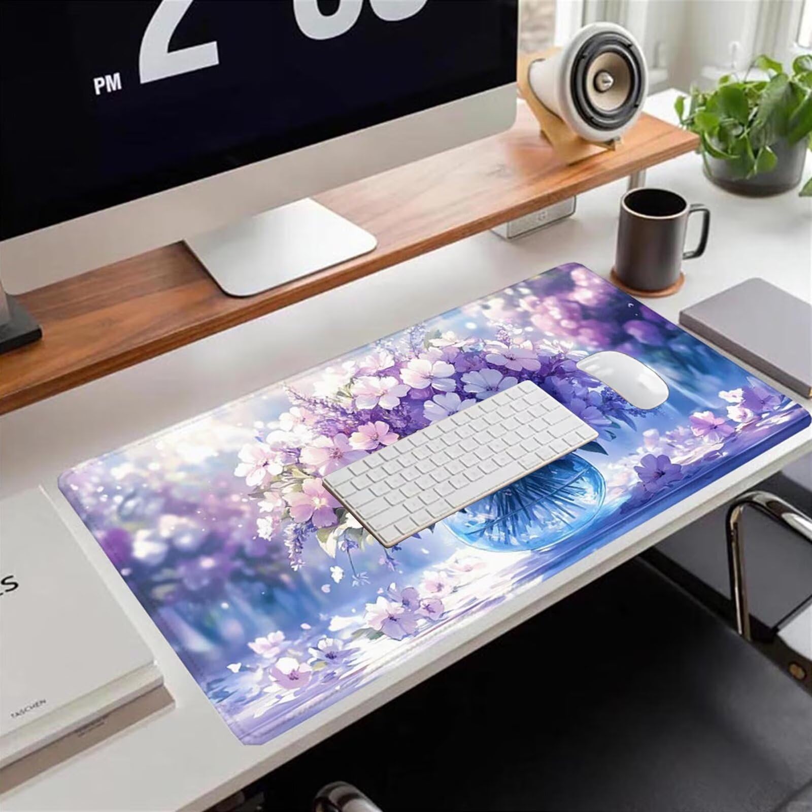 Gamingowa podkładka pod mysz 1200 x 600 x 3 mm, XXL, wodoszczelna, odporna na ścieranie, z przyszytymi krawędziami, fioletowa, podkładka na biurko, poprawia prędkość i precyzję pod laptopa, komputer