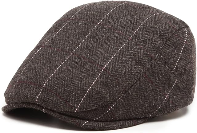 Kono Mens Flat Cap Beret Panel Baker Irish Newsboy Tweed Gatsby Wool Duckbill Ivy Winter Hat