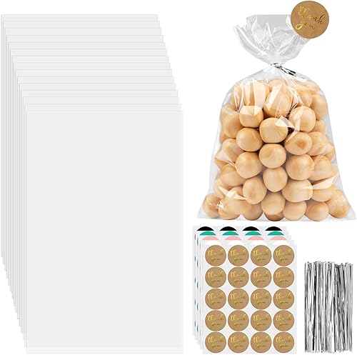 Miniatura 8 de VALUCKEE 100 bolsas de celofán con estampado de patas de perro de mayor capacidad, bolsas de golosinas para perros y gatos con calcomanías, bolsas