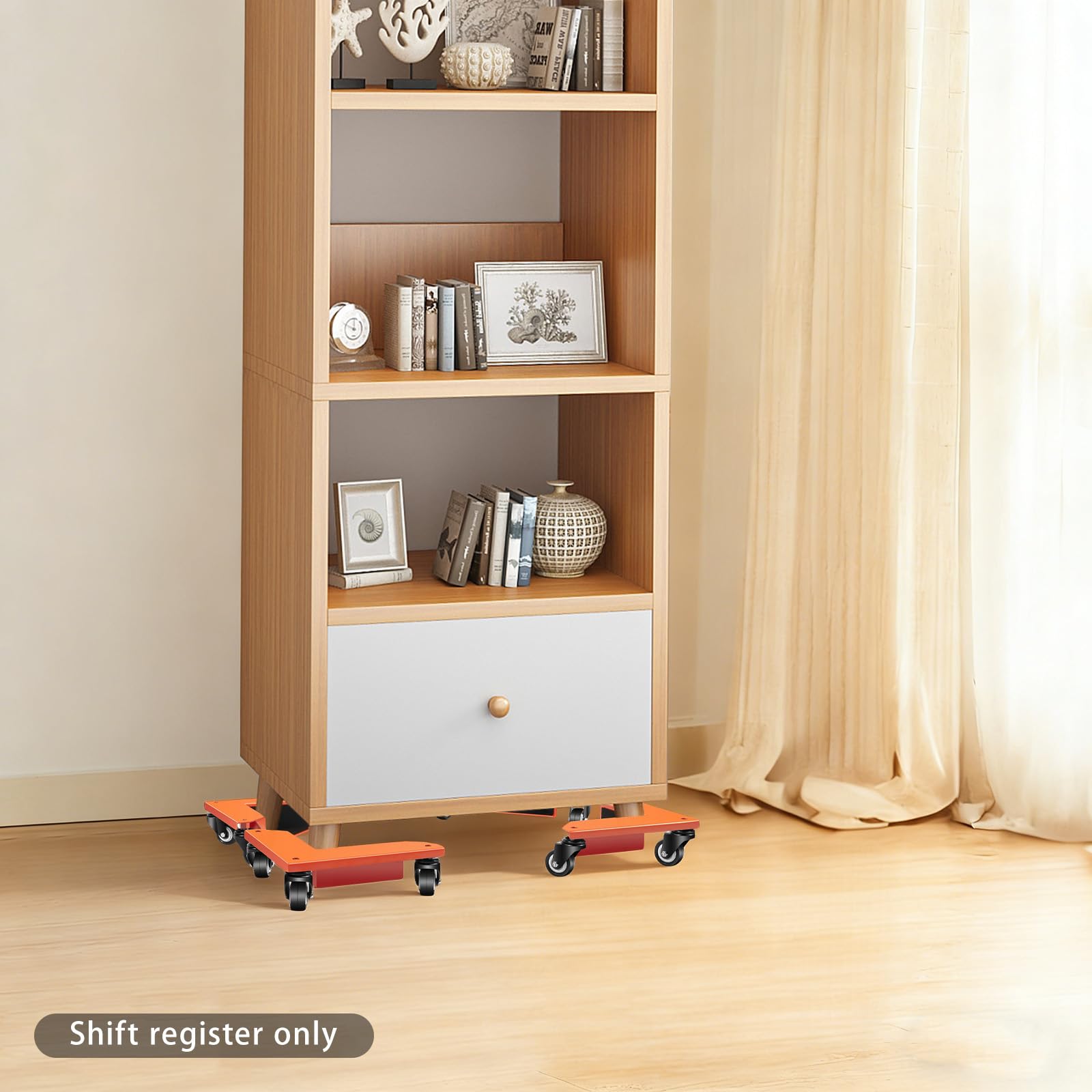 Möbeltransportroller Set 4 Stück, dreieckige Möbelrollen mit 3 Universalrädern, max. 1409 kg Tragfähigkeit, für Schrank Waschmaschine Klavier, Schwarz Orange
