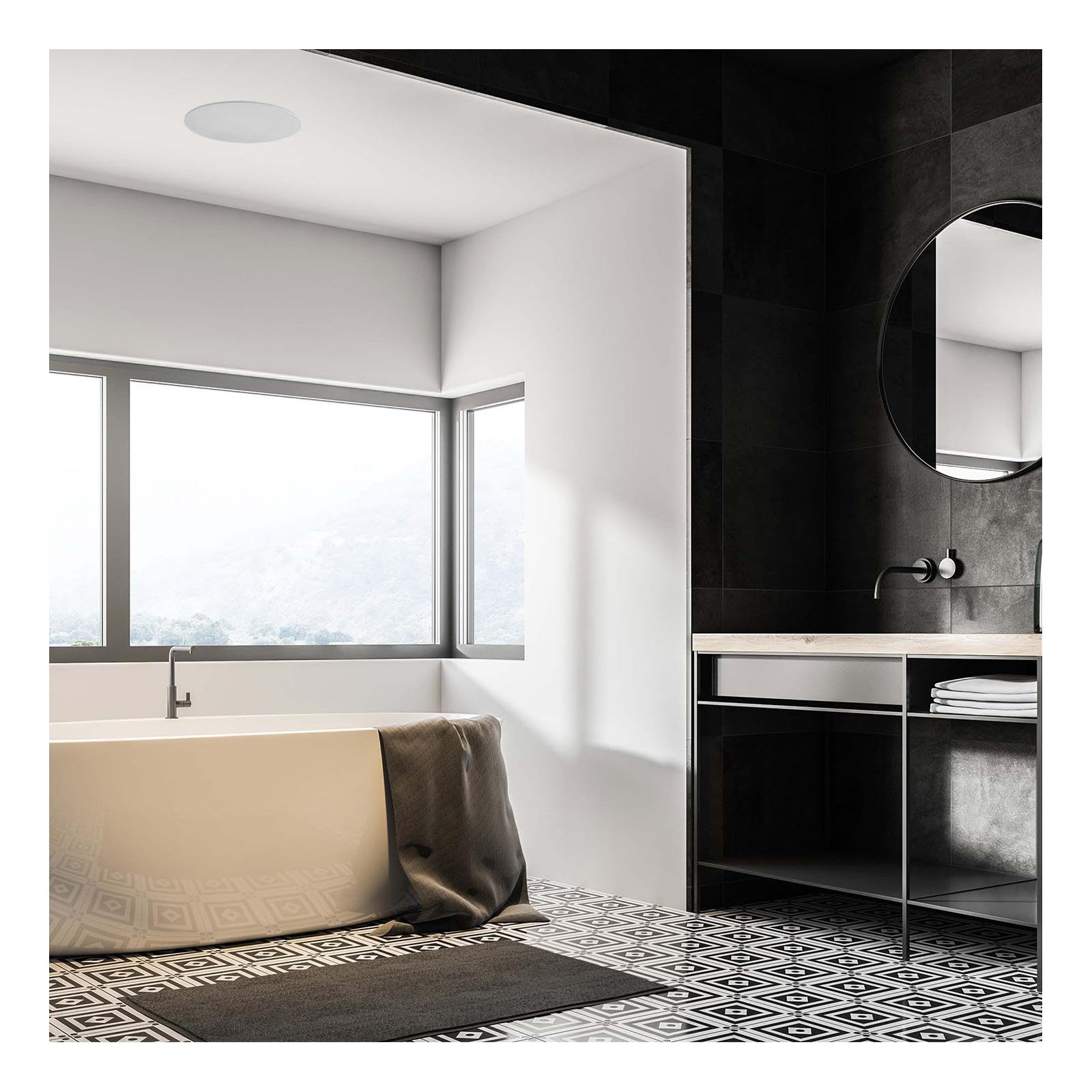 Lithe Audio 06601 Haut-parleur de plafond tout-en-un Wi-Fi et Bluetooth IP44 pour salle de bain