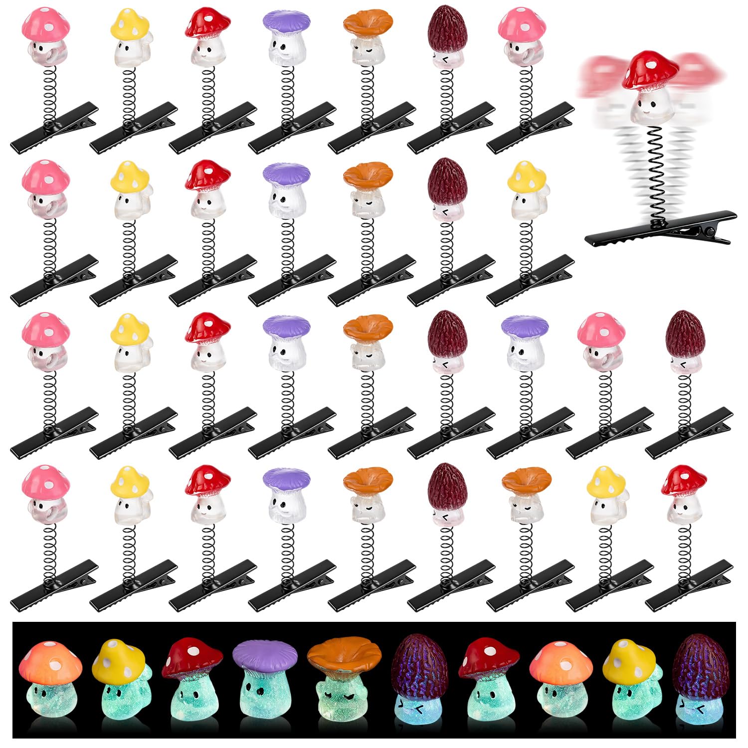 30Pcs Sprouts Rave Trinkets Mushroom Hair Clip