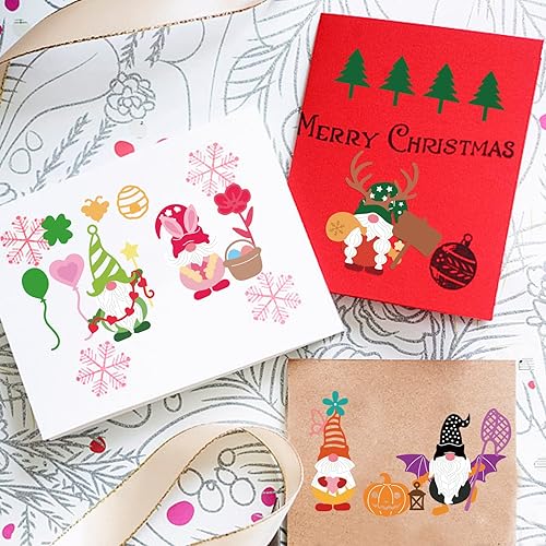 Miniatura 7 de INFUNLY 45 piezas de gnomos troquelados de metal de Navidad troquelados de Papá Noel alegre para hacer tarjetas, Acción de Gracias, vacaciones,