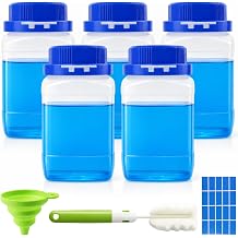 5PCS 16oz/500ml Leak Proof Plastic Bottles with Caps, Laboratory Reagent Bottle, Reusable Laboratory Grade HDPE Wide Mouth Reagent Bottle for Laboratory, Classrooms, Home
