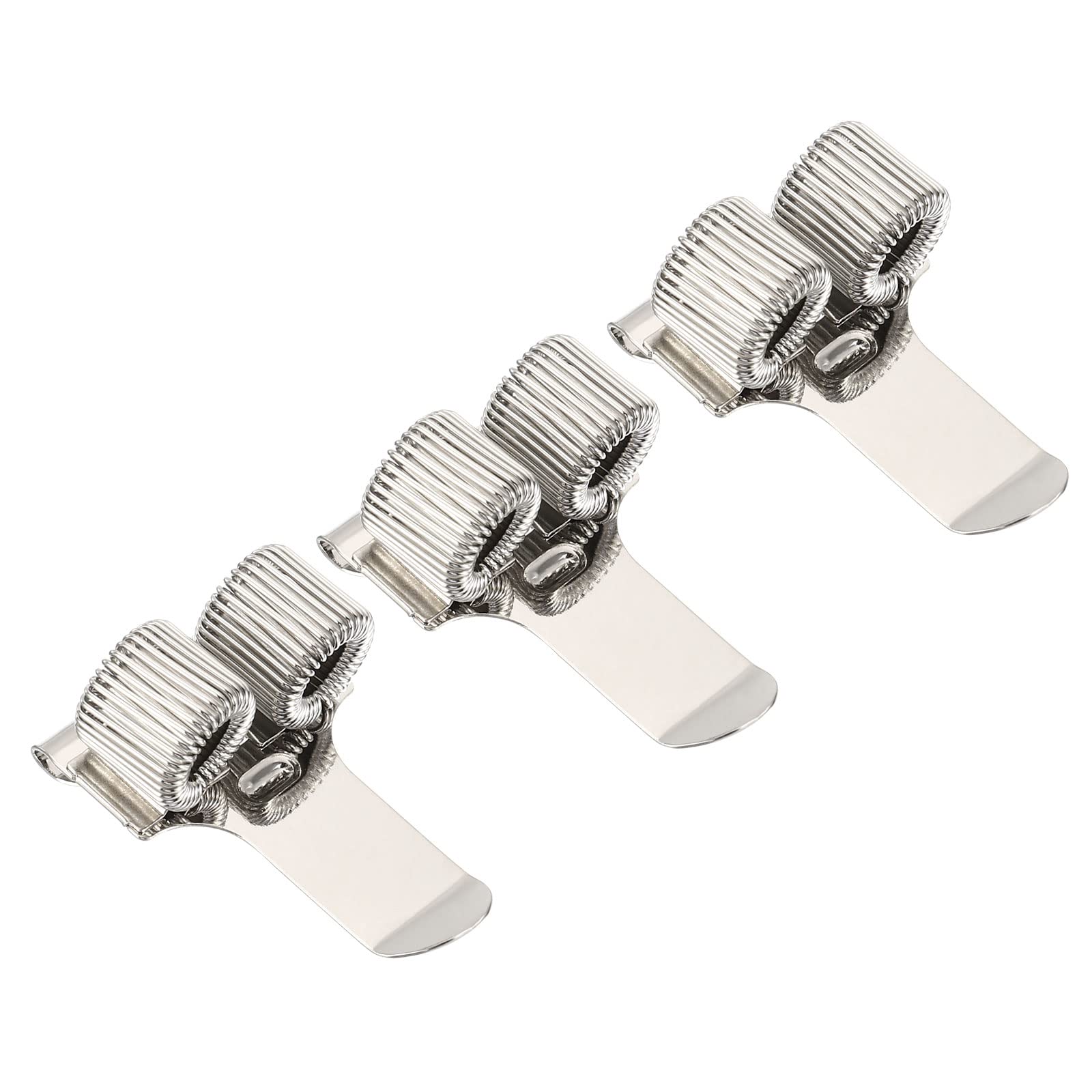 PATIKIL Metal Pen Holder Clips, 3-Pack Silver Double Spring Loop Pencil Organizer For Notebooks, Clipboards & Pockets