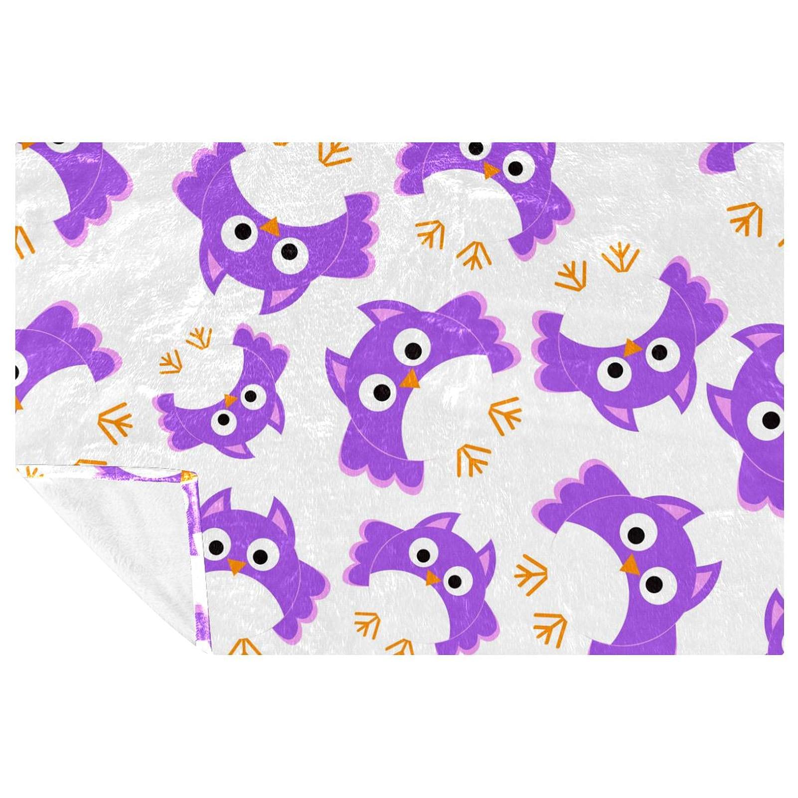 Couverture hiboux violet 150x100 cm douce et chaude pour lit et canapé