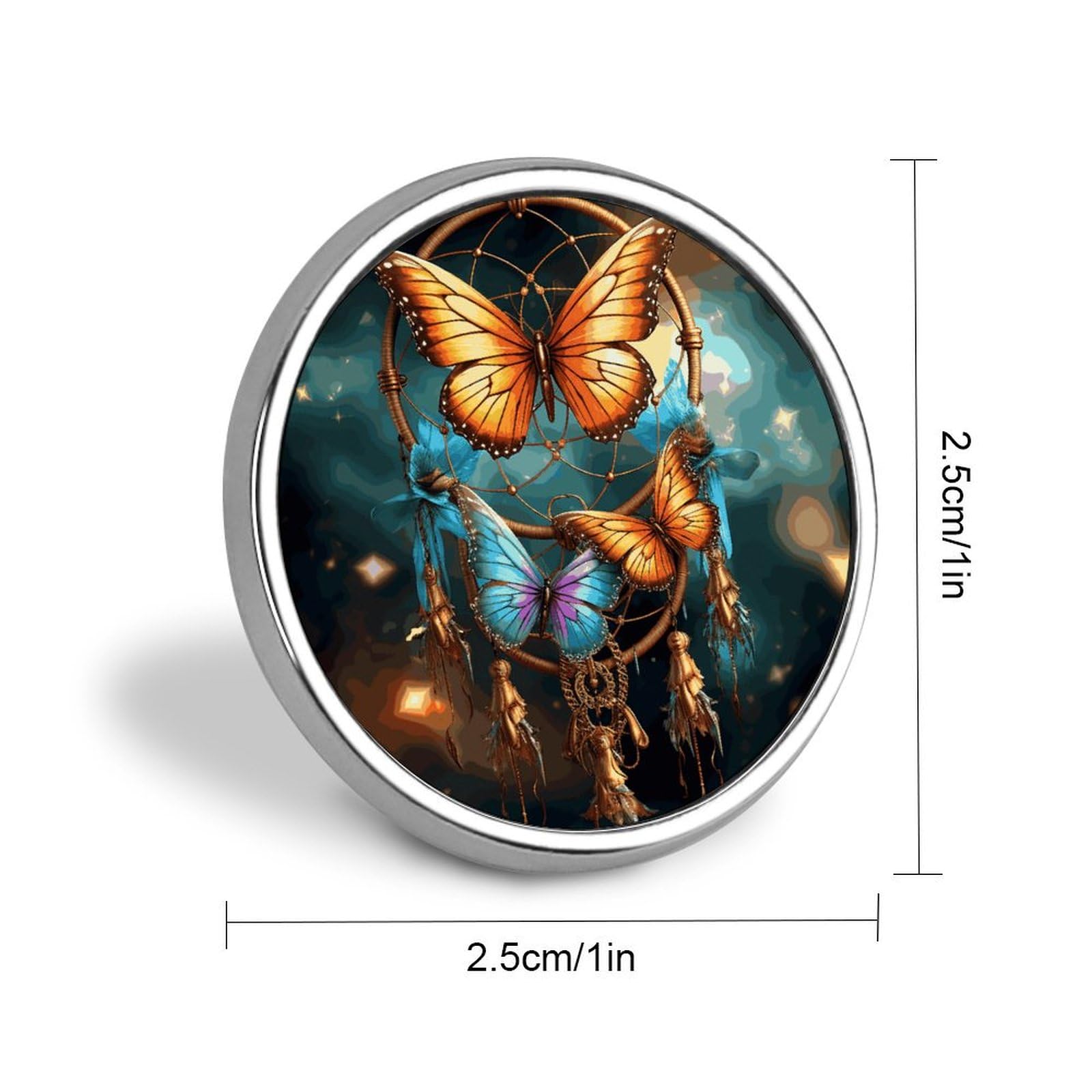 Round Pin,Dream Catcher Butterfly Printed Cute Cartoon Brooch,Lapel Pin for Clothes Backpack Hat Decoration