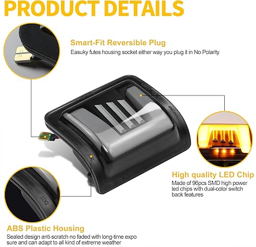 Miniatura 4 de Luz intermitente de espejo lateral LED Switchback señal de giro ámbar y luz blanca de circulación diurna compatible con Ford F250 F350 F450 F550