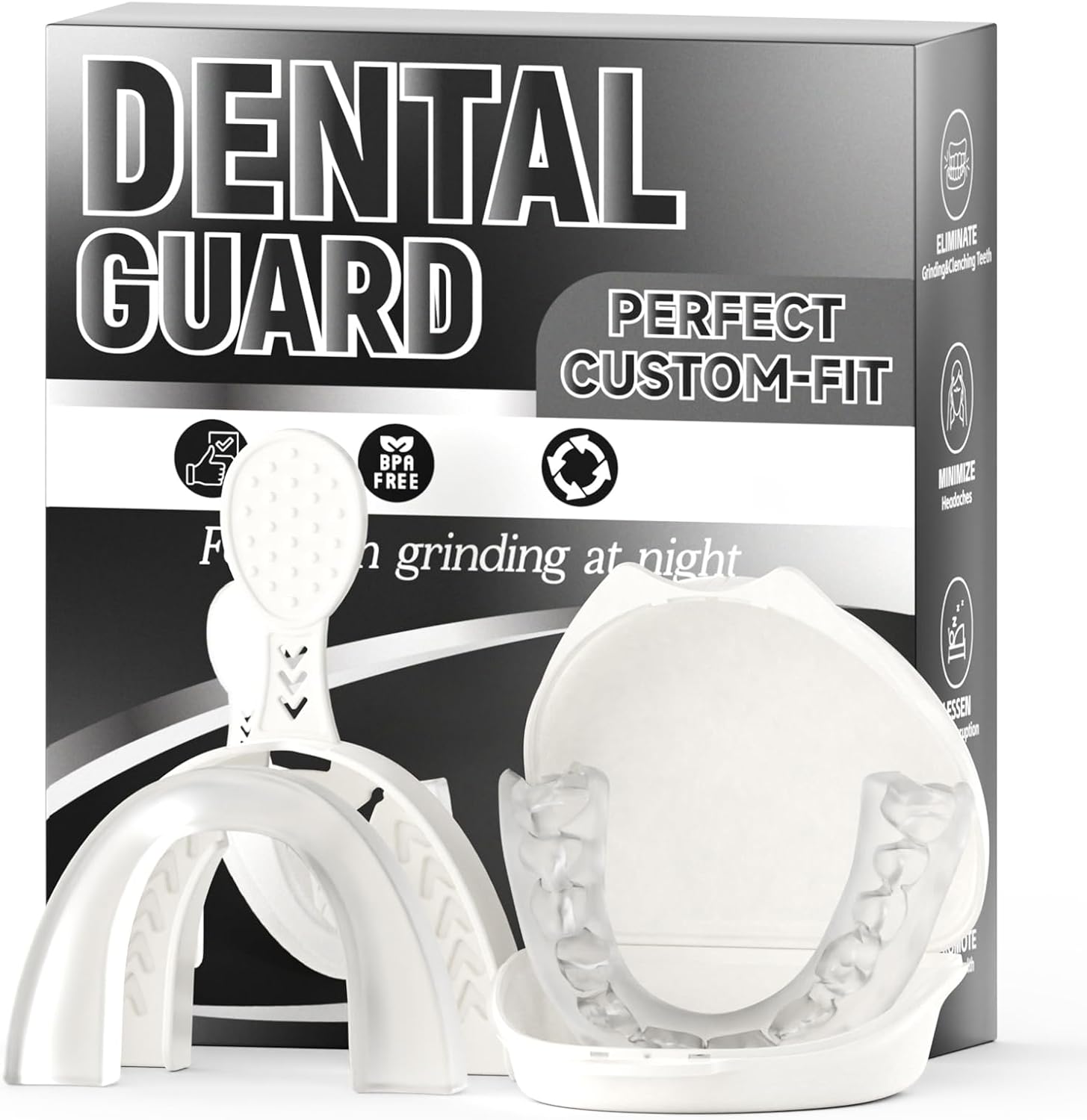 Clear Mouth Guards with Fitting Tray for Women & Men, Large Size, 4 Pack with 1 Storage Case