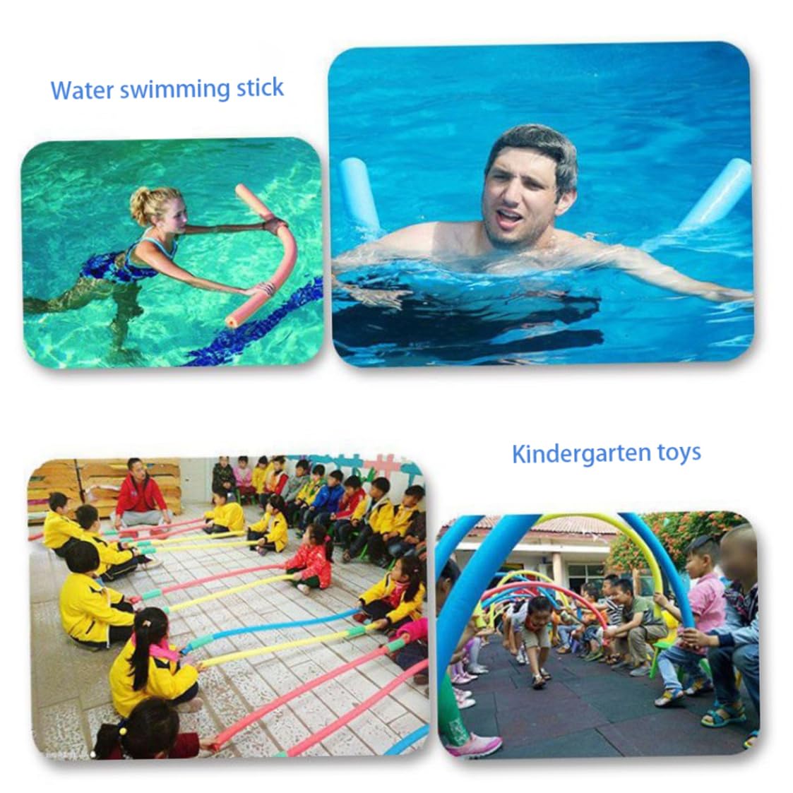 Fideos para Piscina 59, Fideos de Espuma para natación, flotantes para Piscina, Tubo de Espuma Inflable para Nadar para niños y Adultos (Rojo y Azul), 2 uds.