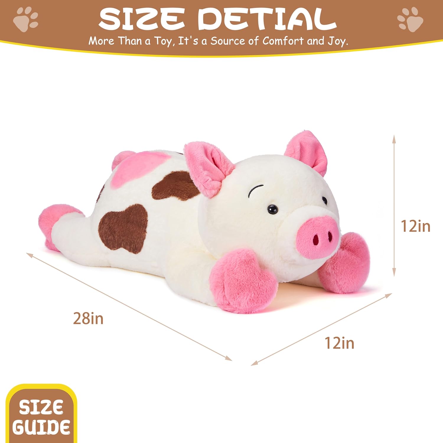 Large Pig Stuffed Animal,28" Big Soft Plush Toy,Giant Cute Cuddly Gift for Babies, Boys, Girls,Girlfriend on Christmas, Valentine's Day