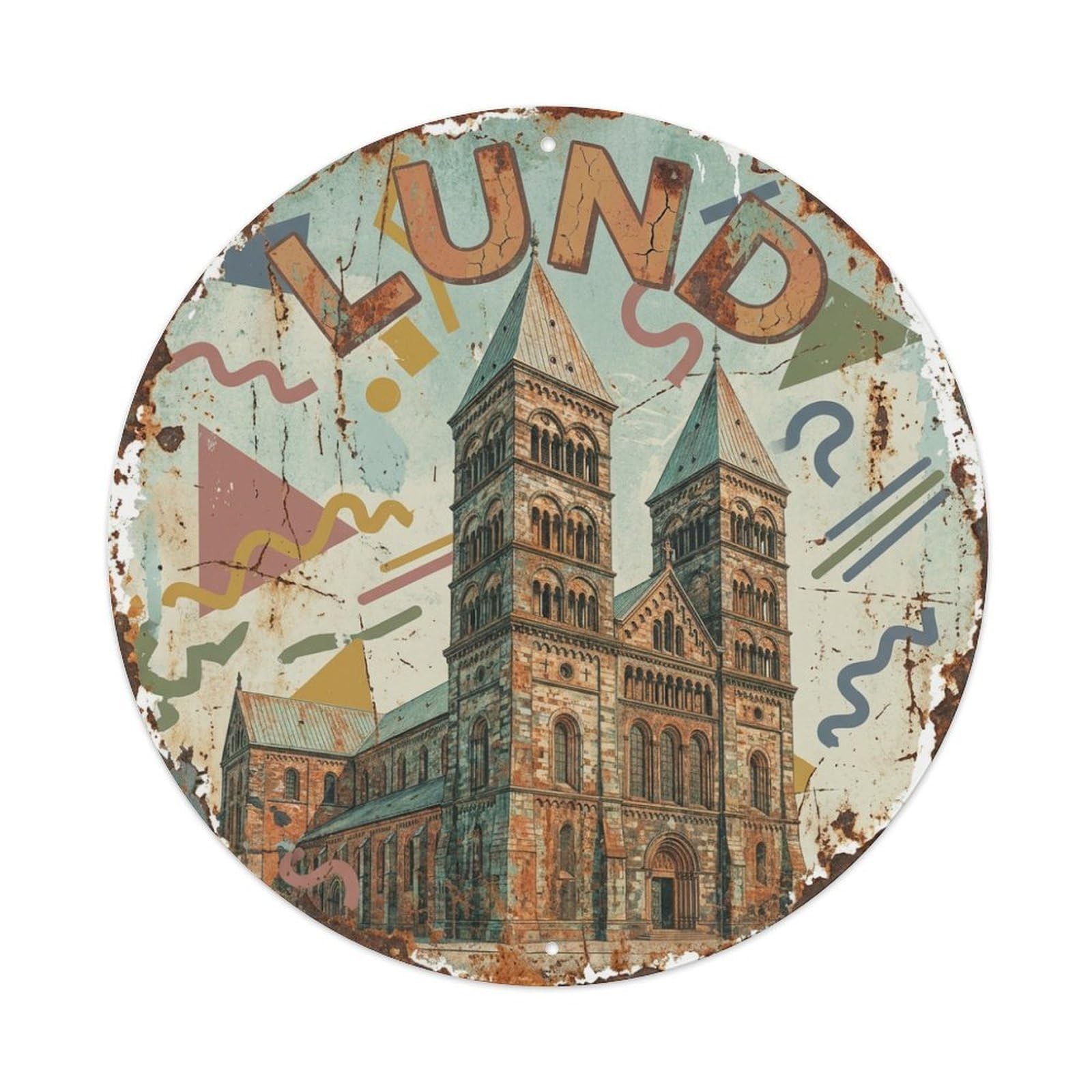 Metal Tin Sign Sweden Vintage Travel Lund