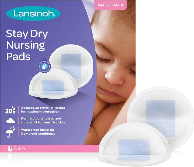 Lansinoh Stay Dry Disposable Nursing Pads, Soft and Super Absorbent Breast Pads, Breastfeeding Essentials for Moms, 200 Count