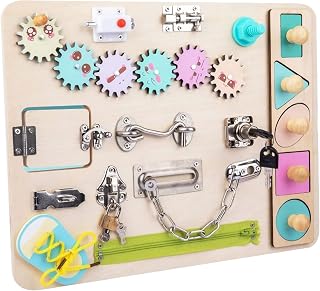 Montessori Busy Board for 3+Toddlers, Best Gift for Kids Toddler Busy Board, Wooden Sensory Toys Toddler for Preschool Learning Activities - Fine Motor Skills Travel Toy Educational Learning Toys