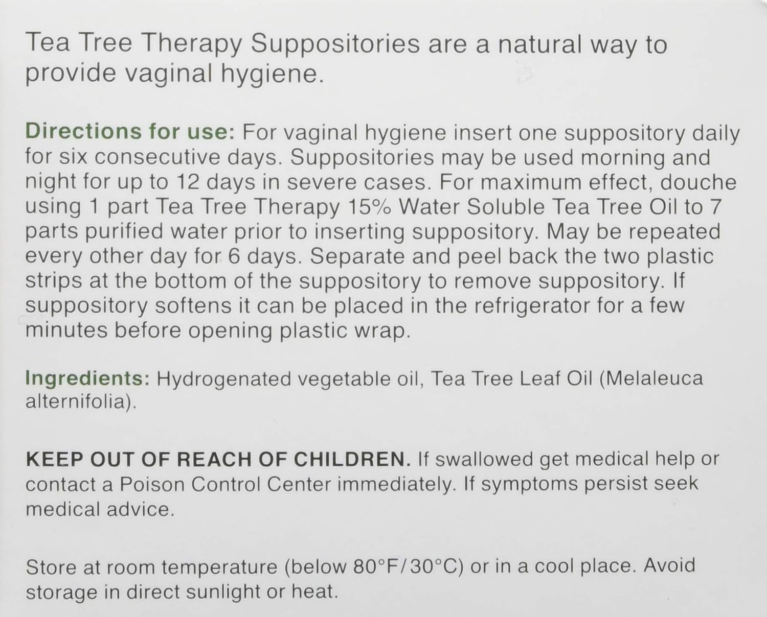 Tea Tree Therapy - Suppository with Tea Tree Oil For Vaginal Hygiene (2-Pack of 6)