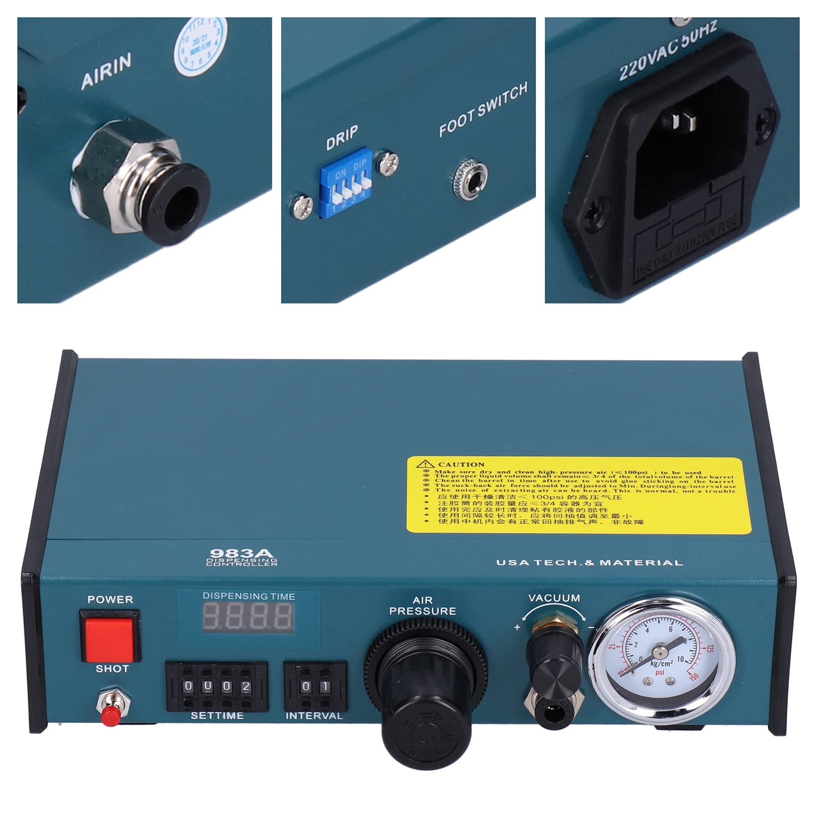 Distributeur de Colle Semi-automatique Machine de Compte-gouttes en Alliage D'aluminium avec Minuterie et Affichage Numérique pour Appareils Ménagers (AC220V EU Plug)