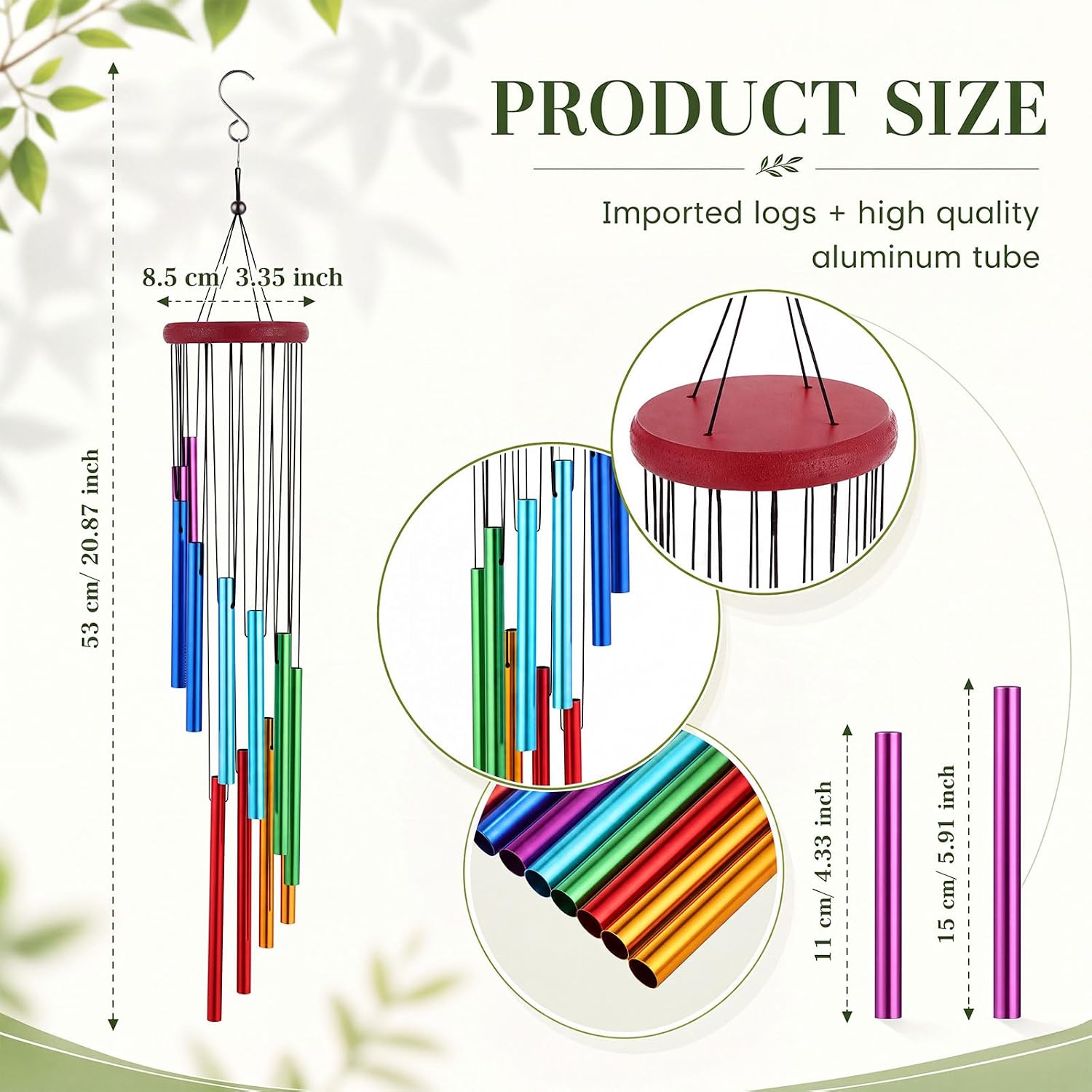 Novabright 4 Pcs Colorful Wind Chimes for Outside with 12 Aluminum Tubes Small Wind Chimes for Garden Patio Balcony and Home Decor image 2