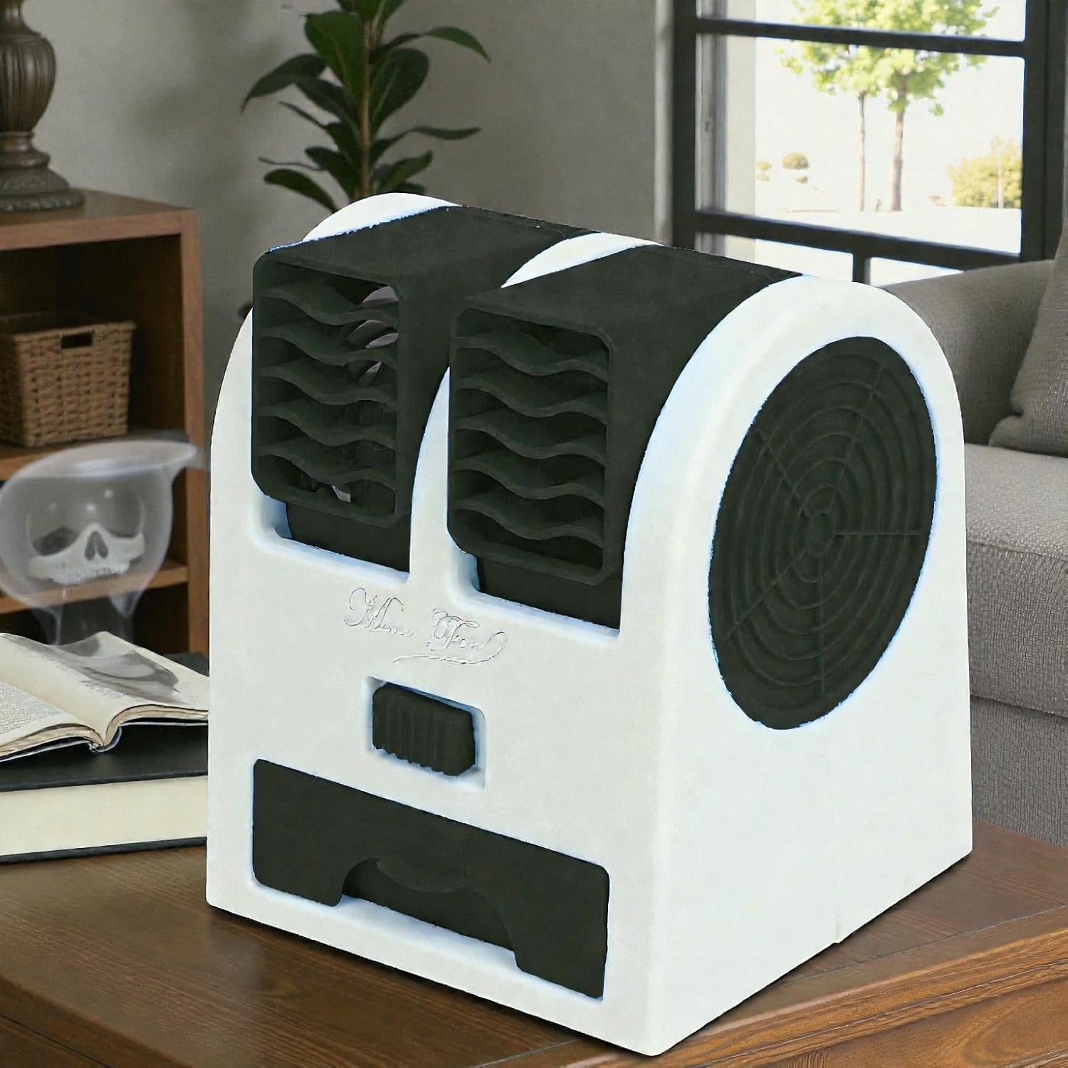 HELLYPO Portable Mini Cooler USB and Battery Operated Working Time 1.5 Hrs Water Air Cooler Cooling Fan Dual Blower with Ice tray Chamber Fan for kids, Travel, Office, Kitchen (Multicolour)-image-27