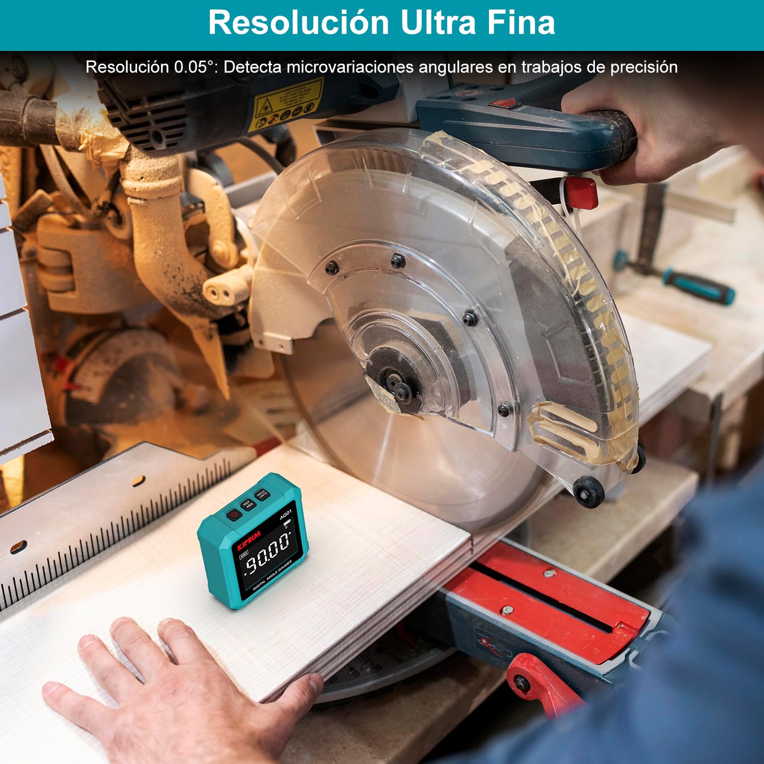 Kiprim Inclinómetro Digital 4x4 AG01 – Nivel Digital Magnética de 3 Lados, Retroiluminación LCD, Medición Absoluta/Relativa, Ideal para Trabajos de Madera, Construcción & Bricolaje