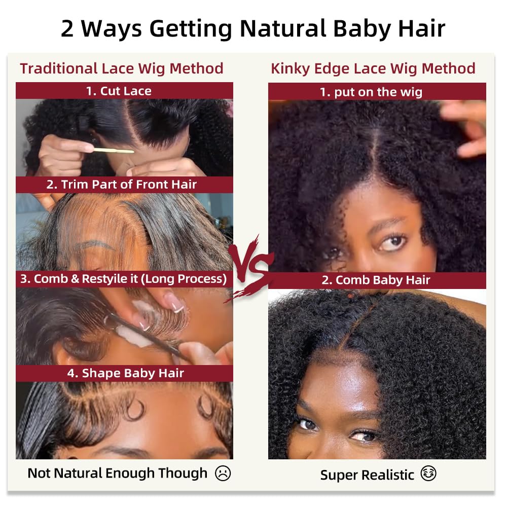 Amazon.com : Beauhair Glueless Kinky Curly Wigs Human Hair  display picture 3