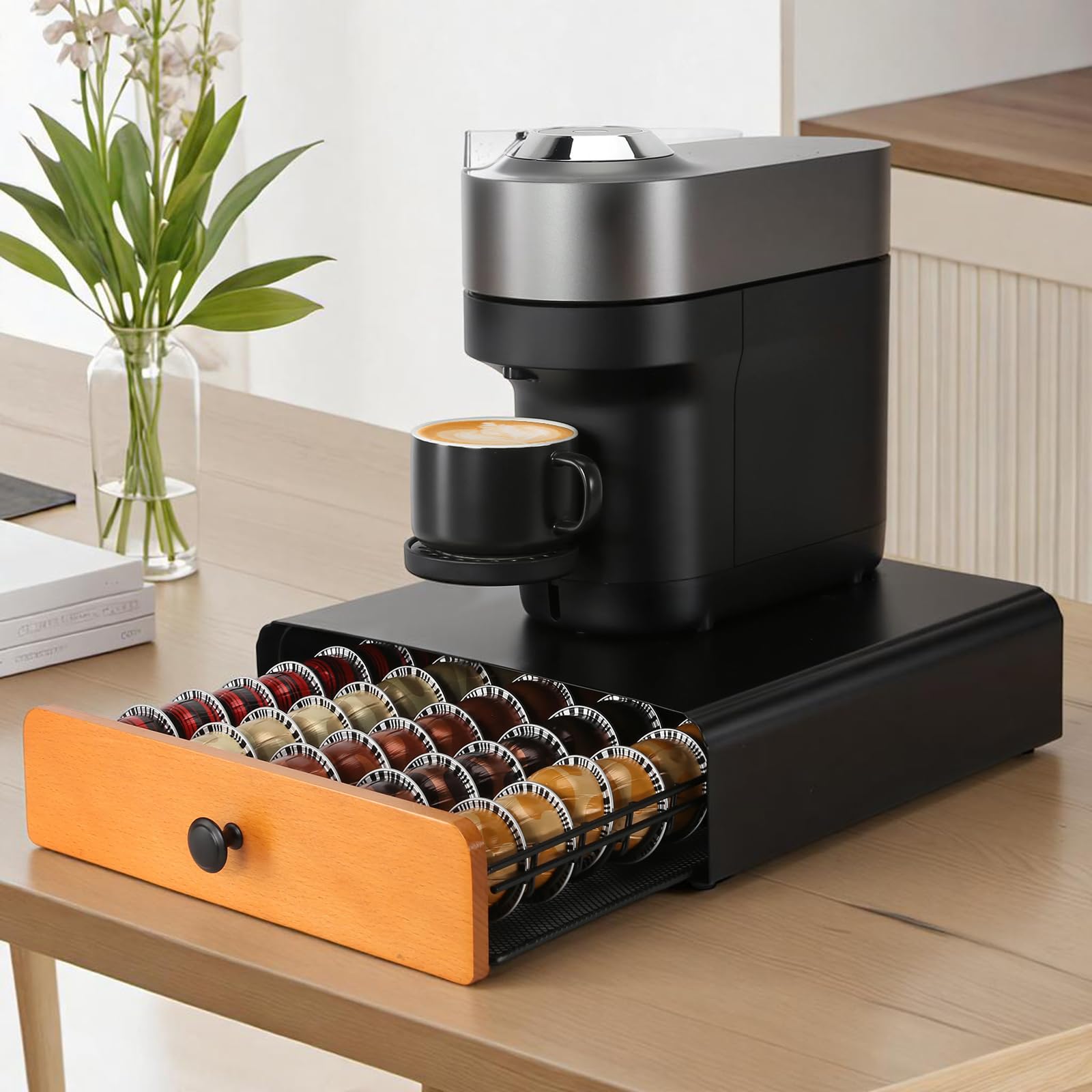 Soporte para Cápsulas de Café,Dispensador Capsulas Vertuo,Organizador Capsulas Vertuo,Cajón para almacenar cápsulas de Vertuoline (capacidad para 40).
