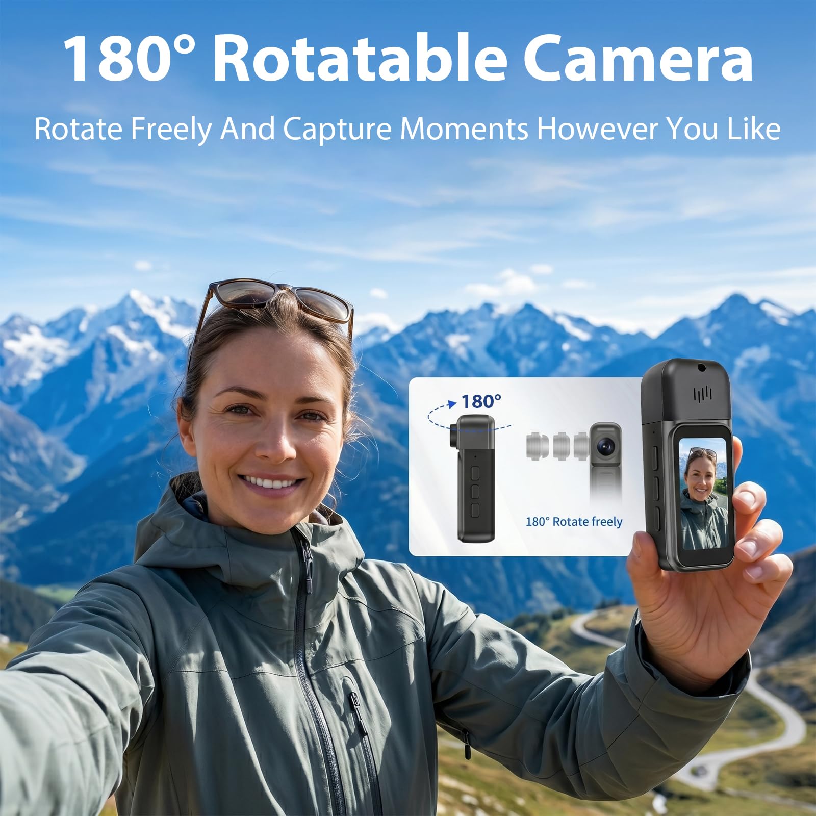 Telecamera corpo 4k con scheda da 64 GB, action camera WiFi, mini fotocamere corpo con audio e video, fotocamera POV 250 min con custodia impermeabile, clip magnetica e fotocamera indossabile