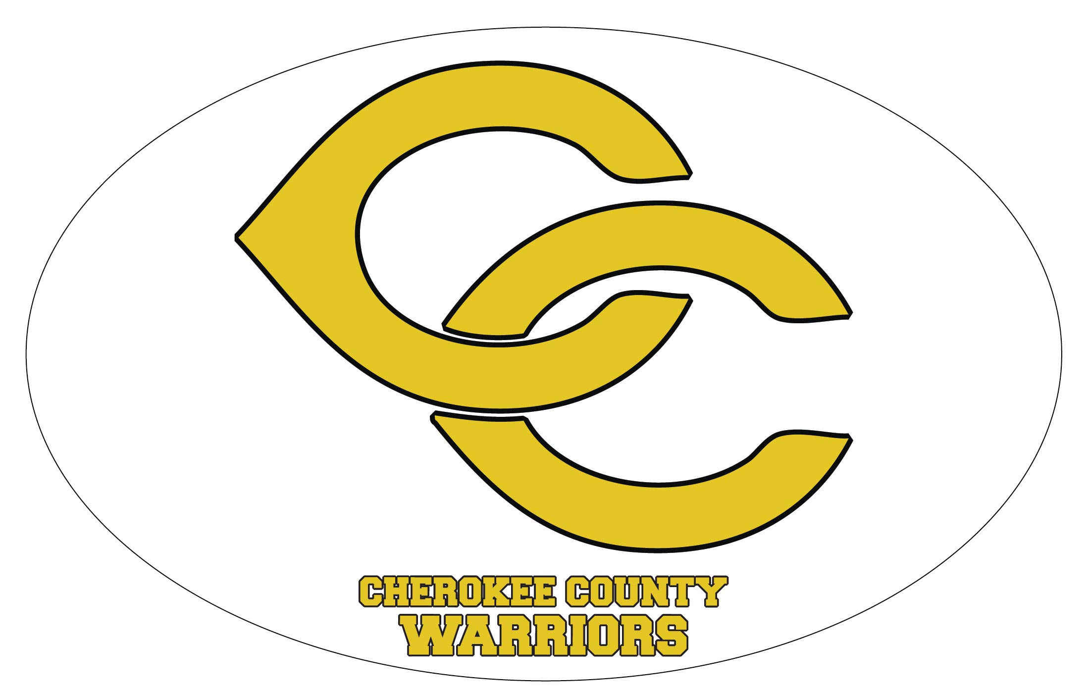 Cherokee County High School Warriors Centre Alabama Sports Team 9” x 14” Jumbo Oval Mascot Magnet