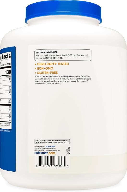 Nutricost Grass-Fed Whey Protein Isolate (Unflavored) 5LBS image 4