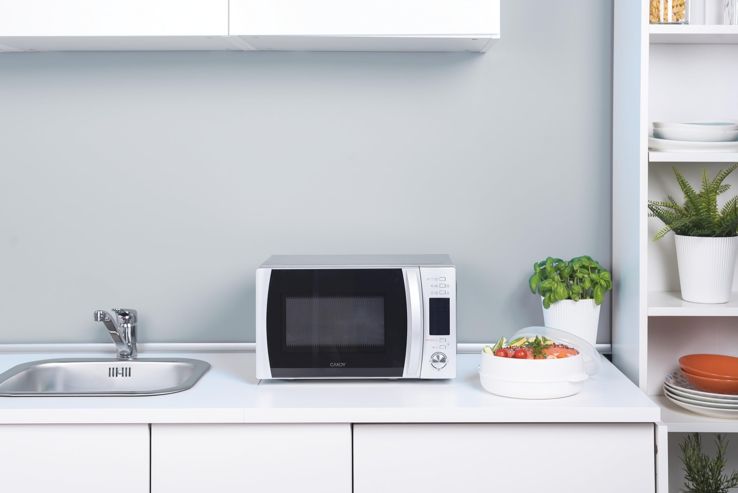 Candy X-Range CMXG22DS/ST Microonde con grill, capacità 22l, accessorio per vapore, 40 programmi, 5 livelli di funzionamento, potenza 1250 W, inox