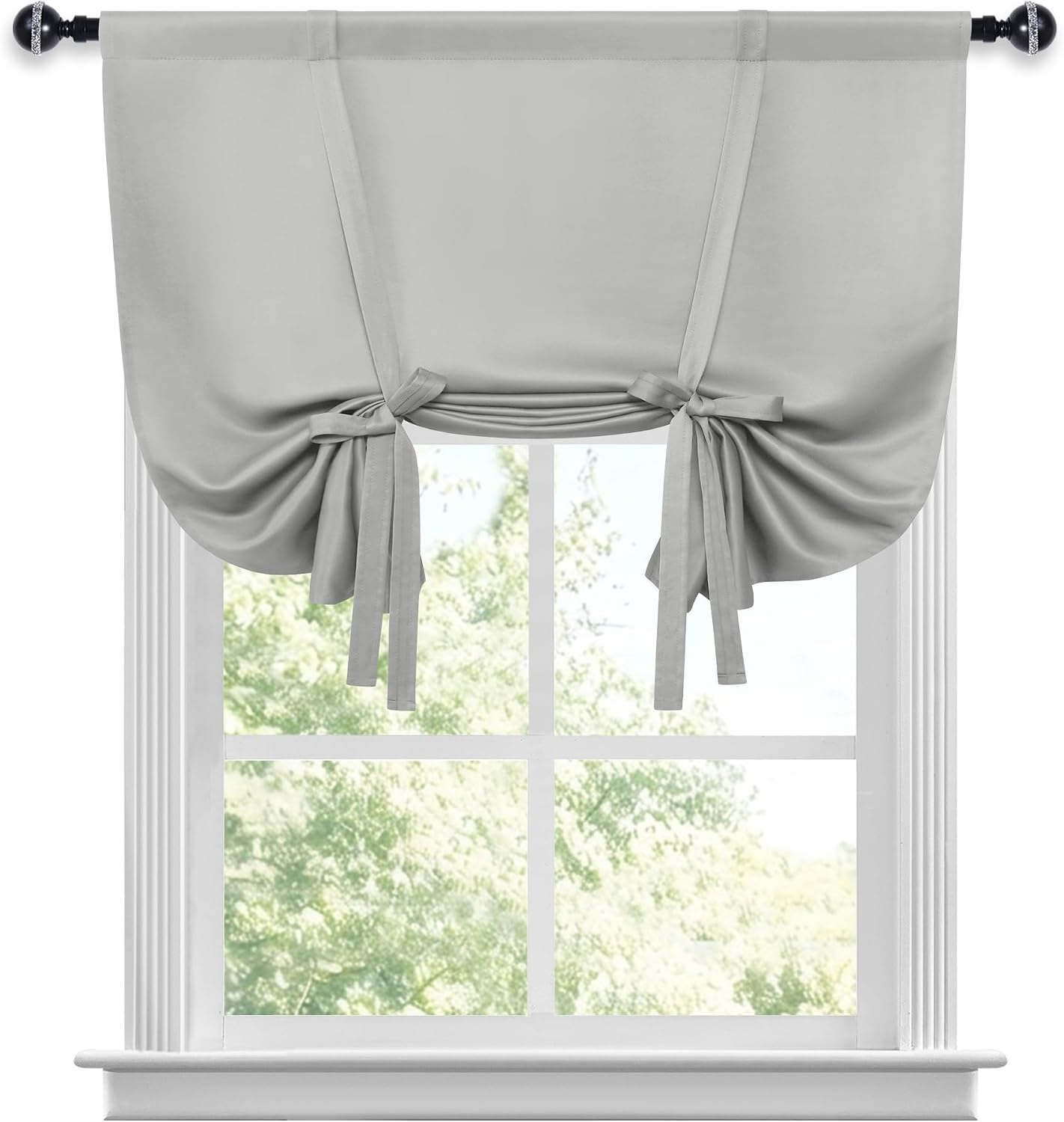 Hiasan Blackout Curtains-Tie Up Curtain, Sliver Grey, W34 X L45