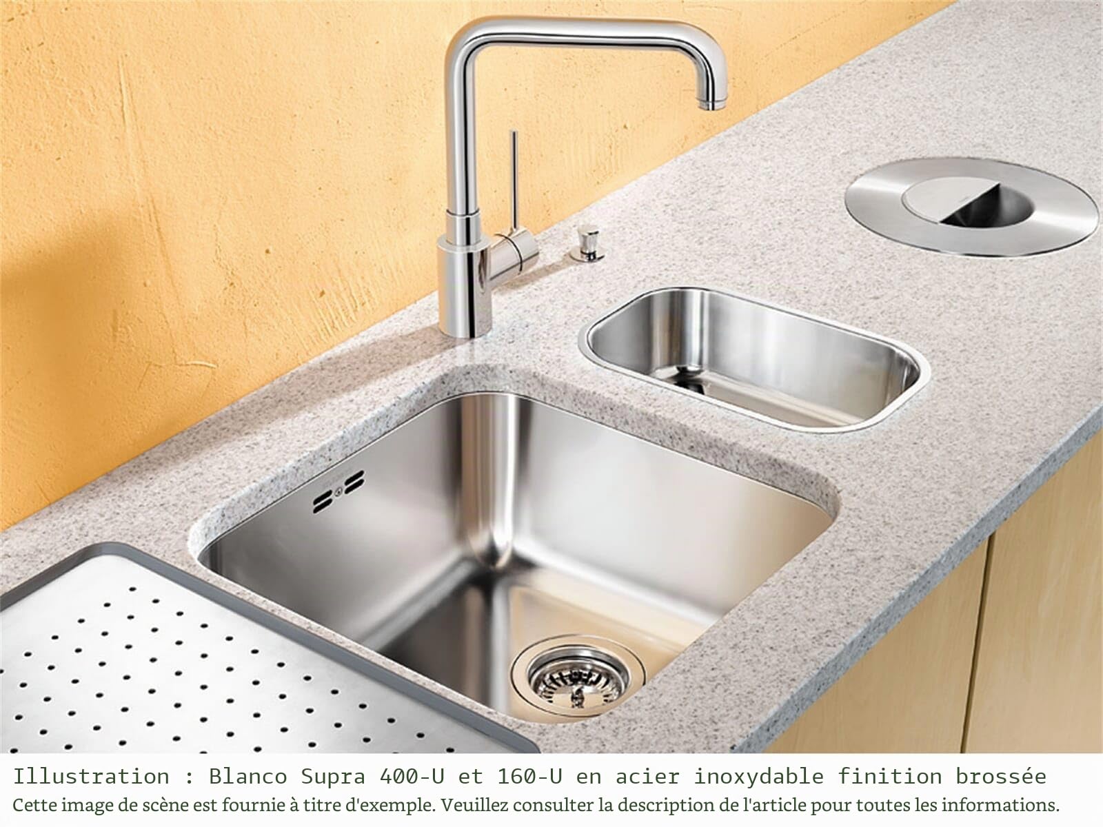 BLANCO SUPRA 400-U – Évier pour Meubles Bas de 45 cm de Large – Sous Plan – Finition Inox Brossé – 518201
