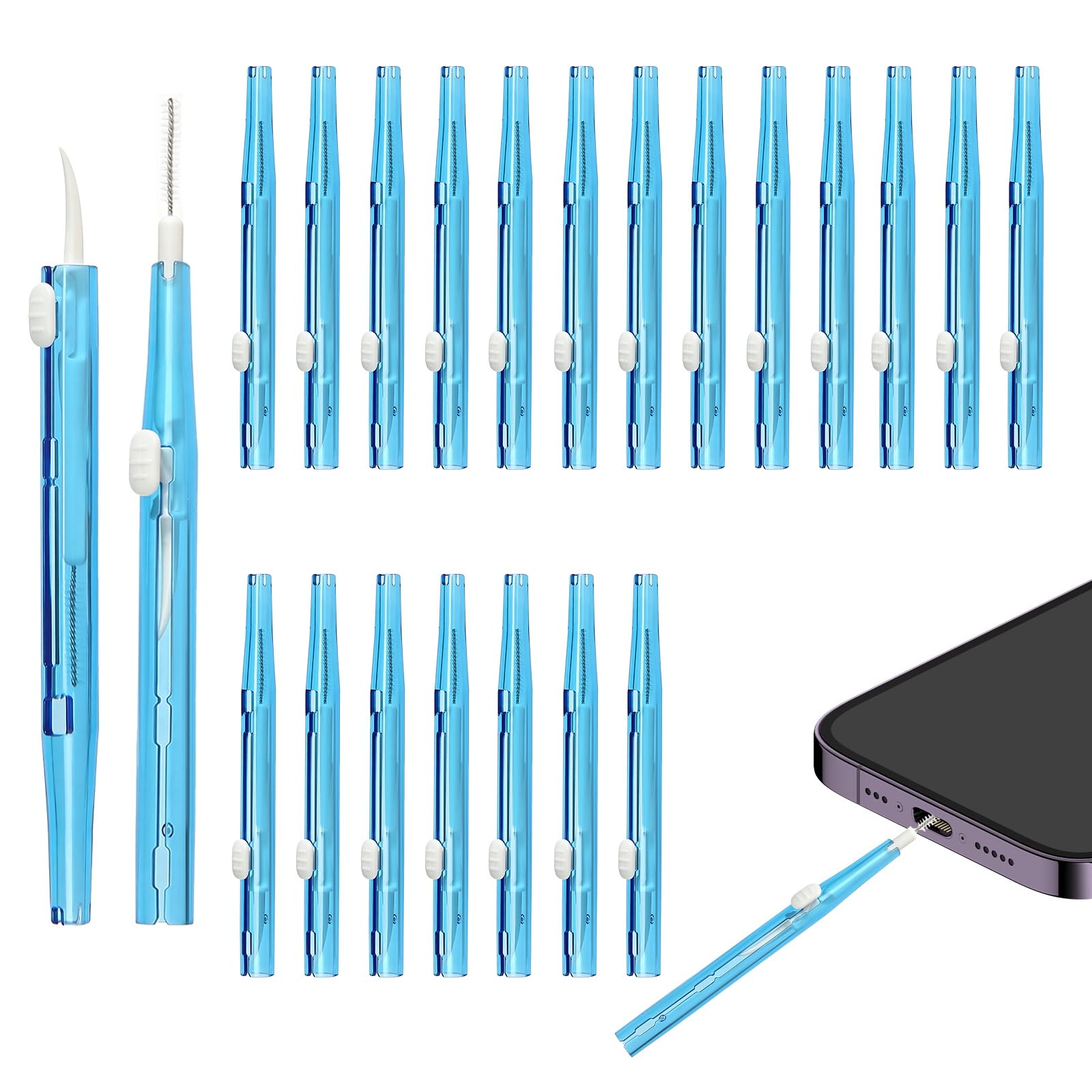 20 Pcs Phone Cleaning Kit USB C Port Cleaner Tool with Bristles & Hook
