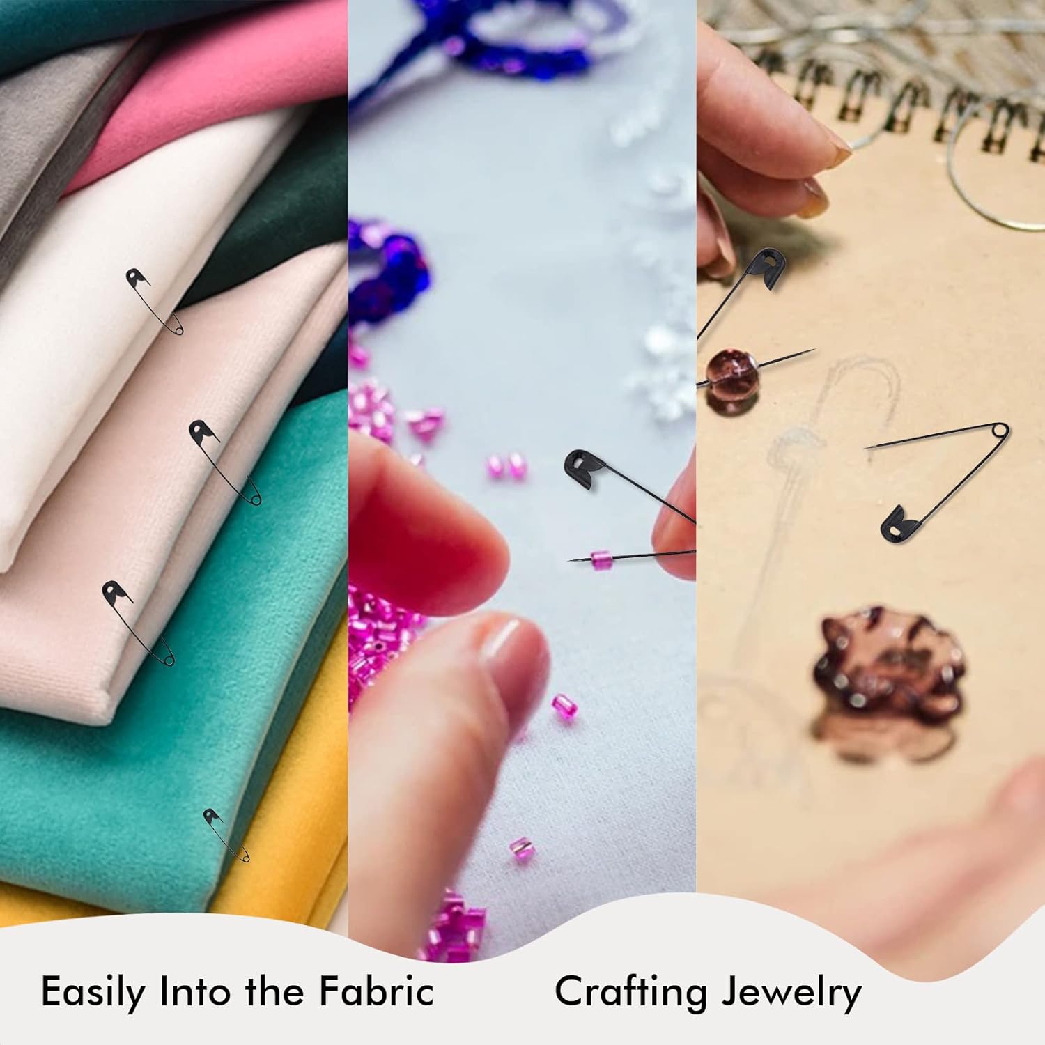 350PCS Black Safety Pins for Clothes, Small and Large Safety Pins