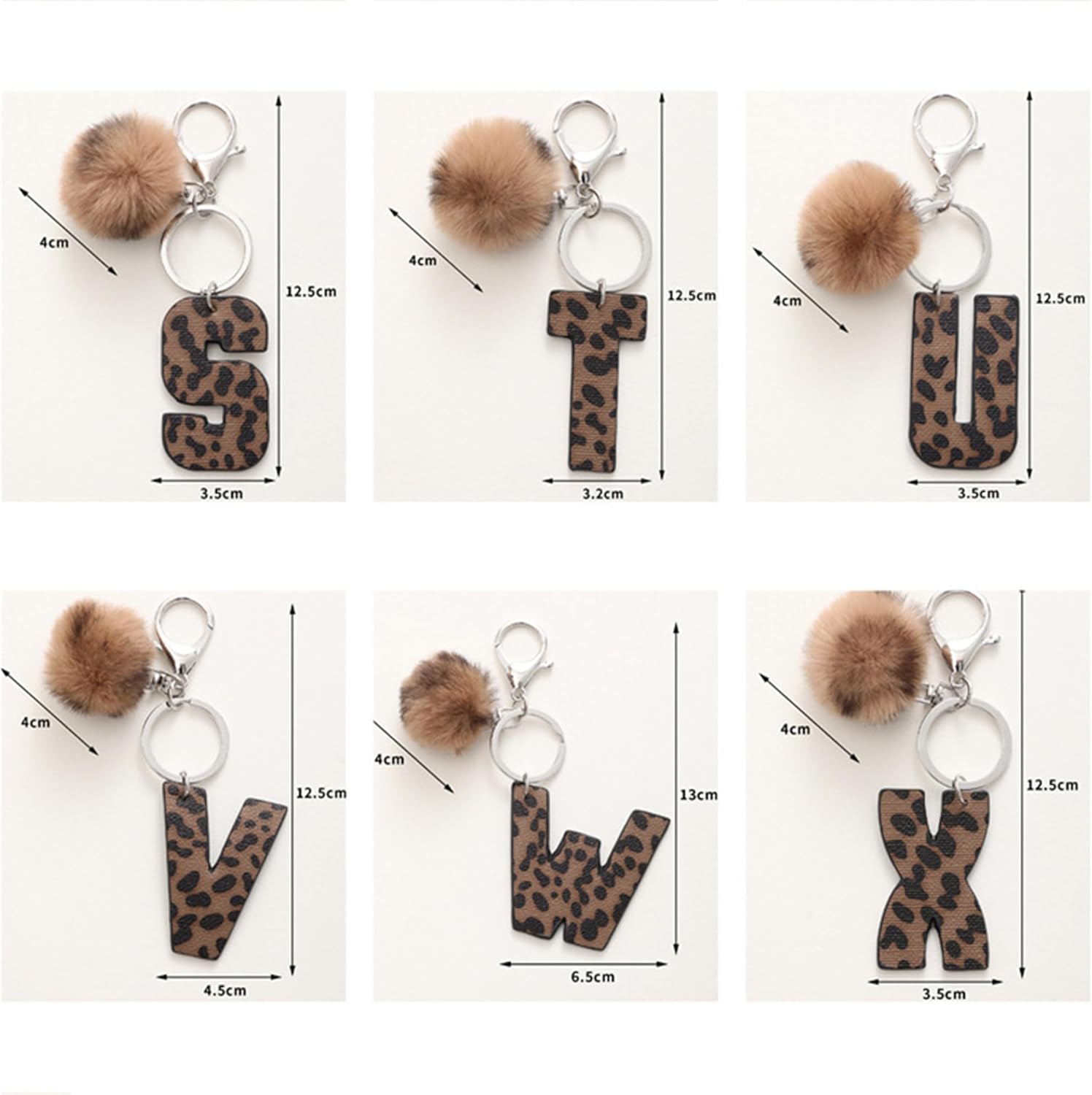 Initial Letter Keychain for Women, Fashion Leopard Print Letter Bag Charm for Handbags Bag Accessories PU Key Charms - Image 2