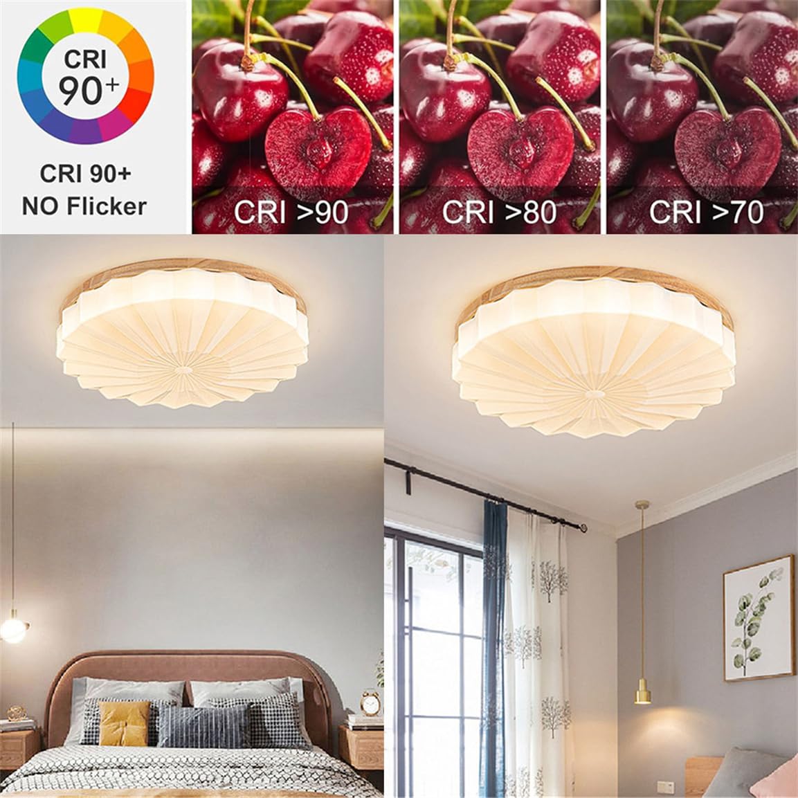 Lámparas De Techo Modernas De Madera, Luminarias LED Redondas