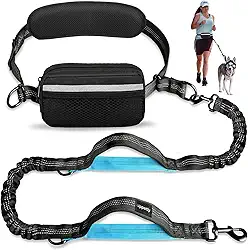 Coleira cachorros para Grande Porte, Sistema Duplo de Amortecedores 55kg, Hands-Free com Bolso Removível, Elementos Reflexivos, para coleira peitoral para cachorros, coleira peitoral para gato