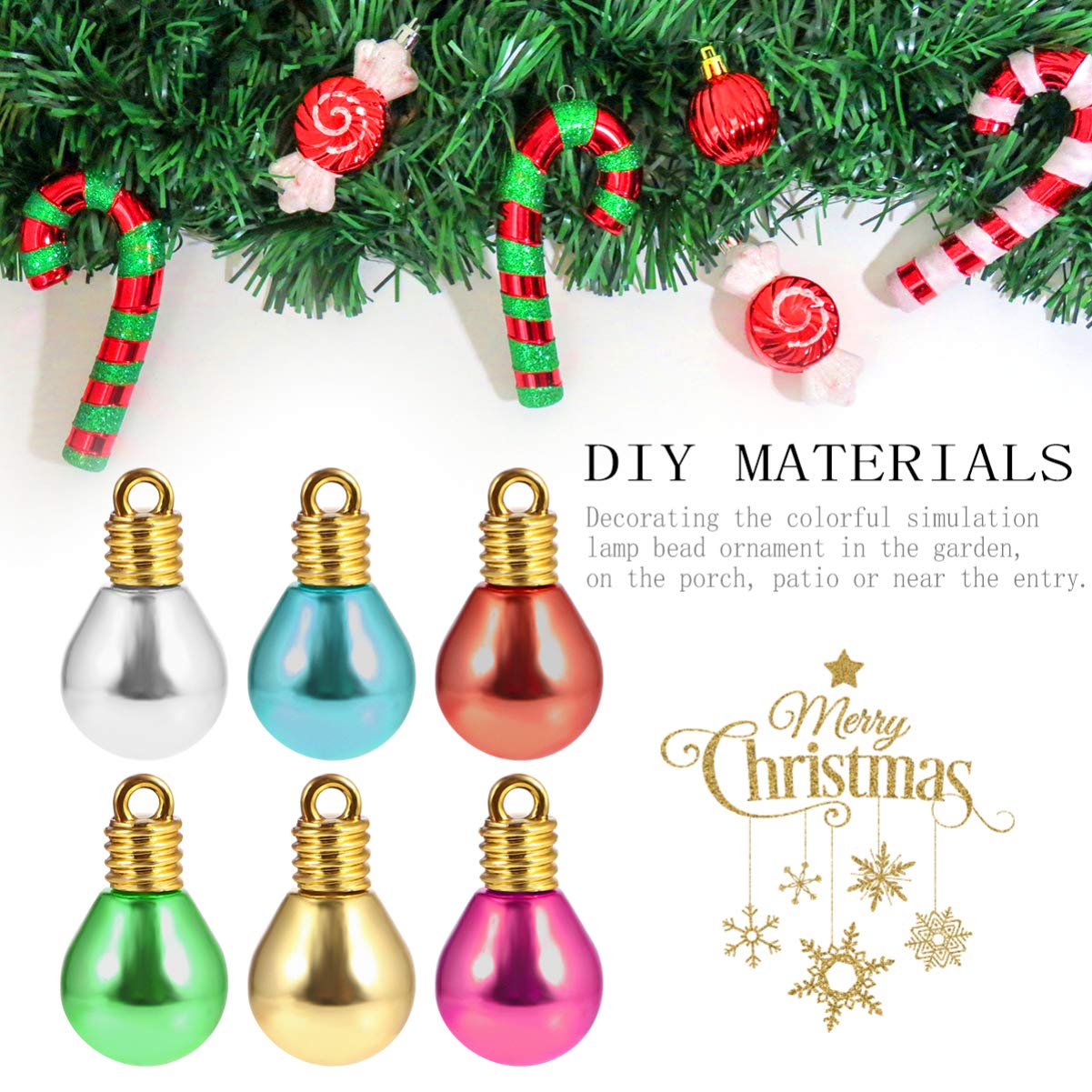 EXCEART 100pcs Christmas Plastic Bulb Beads Mini Round Shatterproof Ball Colorful Light Bulb Beads Decorative Tree Ornaments for Parties DIY Craft Projects - Image 4