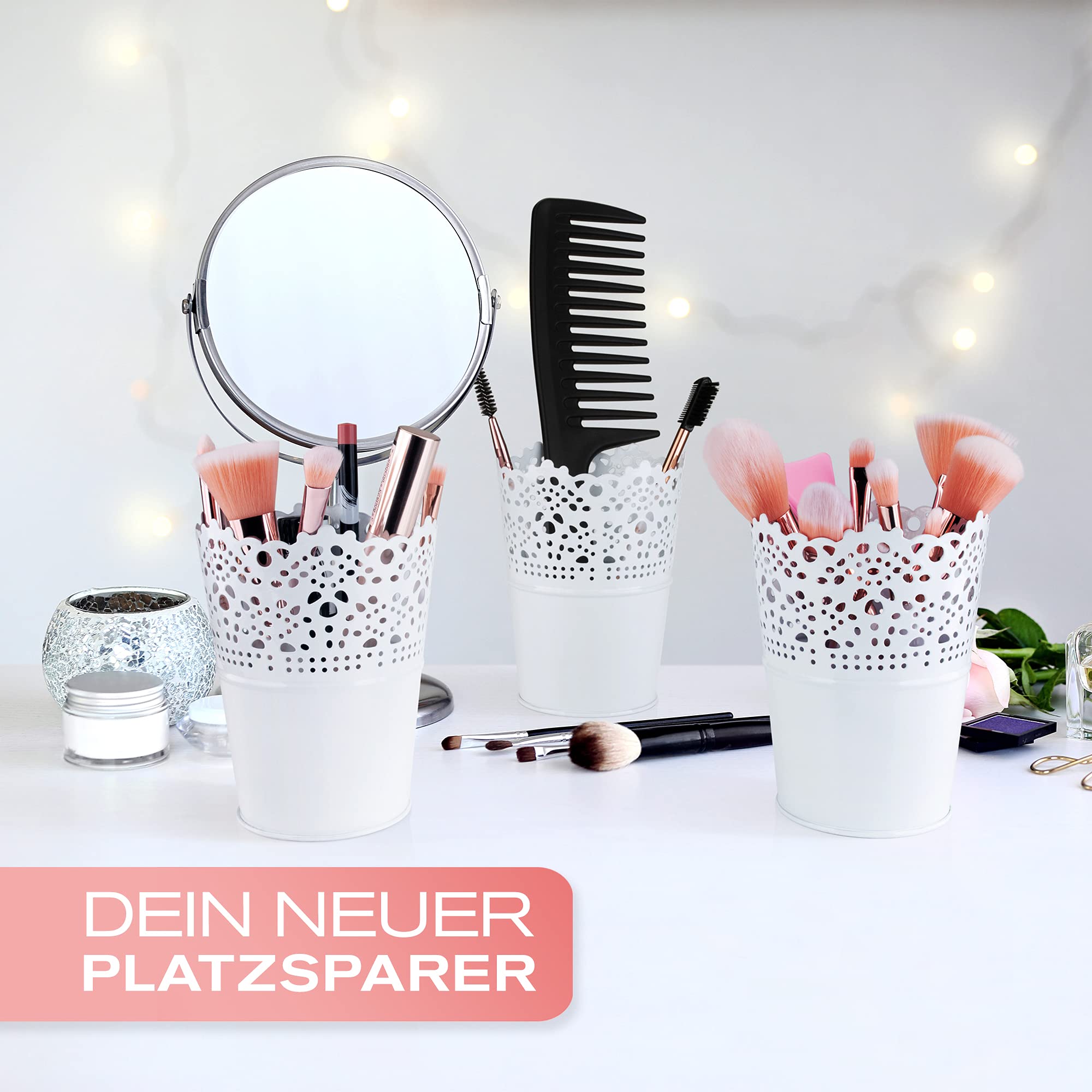 3 Makeup Organizer, Kosmetik Organizer zum Aufbewahren von Schminkpinsel, Lippenstift, Haarbürsten, Mascara usw. Pinselhalter als Becher für Make up Pinsel Kosmetik