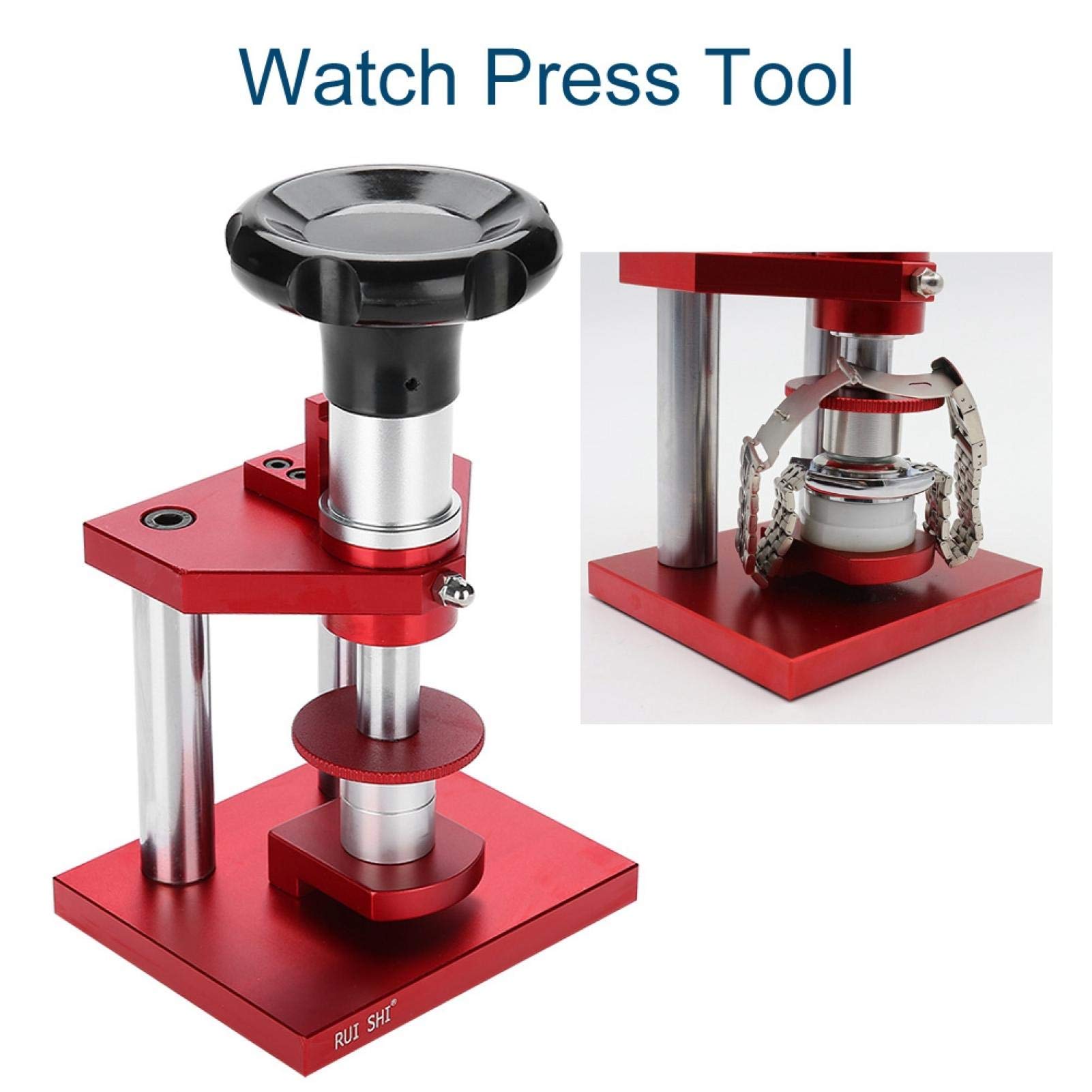 Herramienta de prensa de reloj con control completo de acero inoxidable + material de aluminio para 5500A / 5500C prensa para reloj prensa reloj Kits et outils de réparation